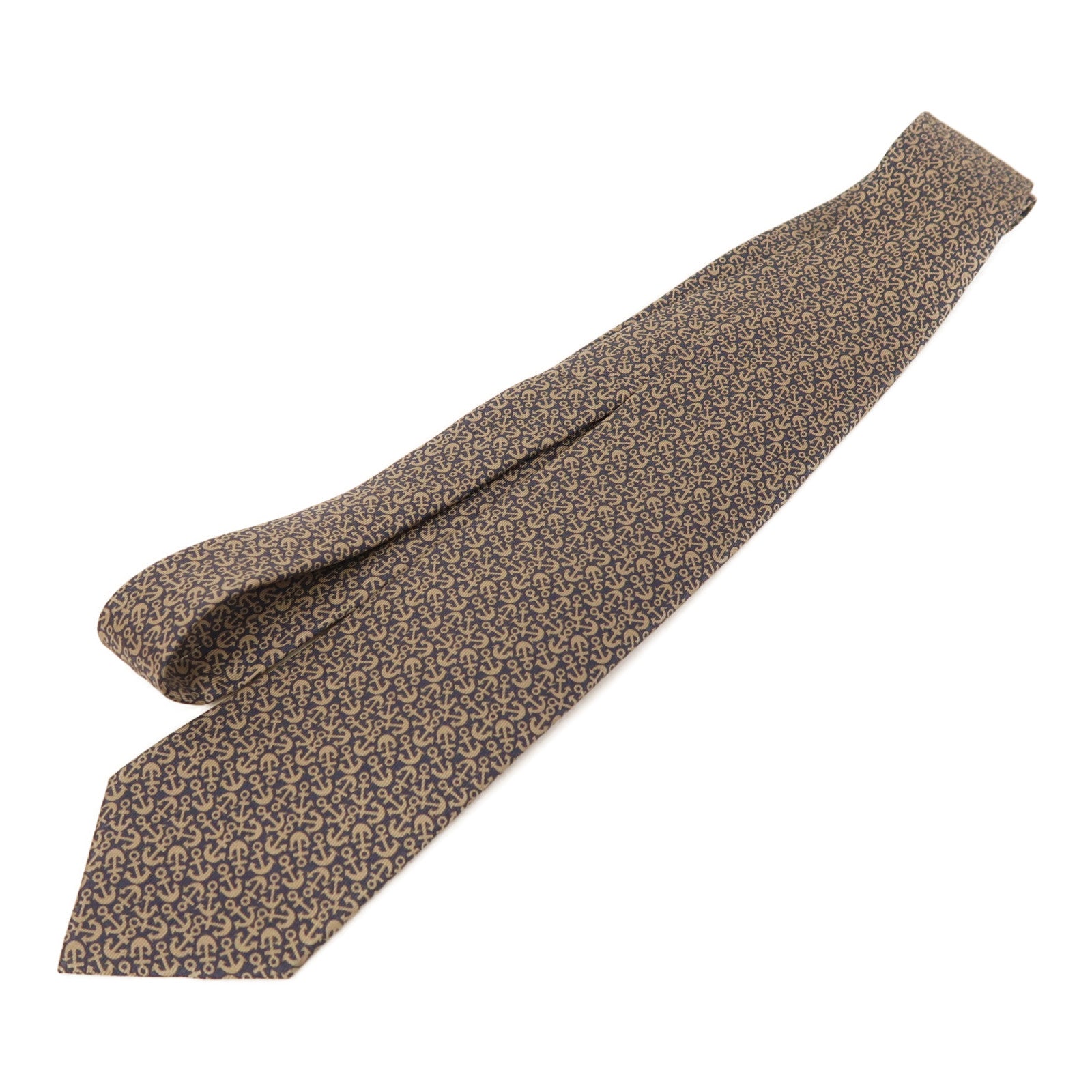 HERMES 絲質Necktie領帶藍色/米色