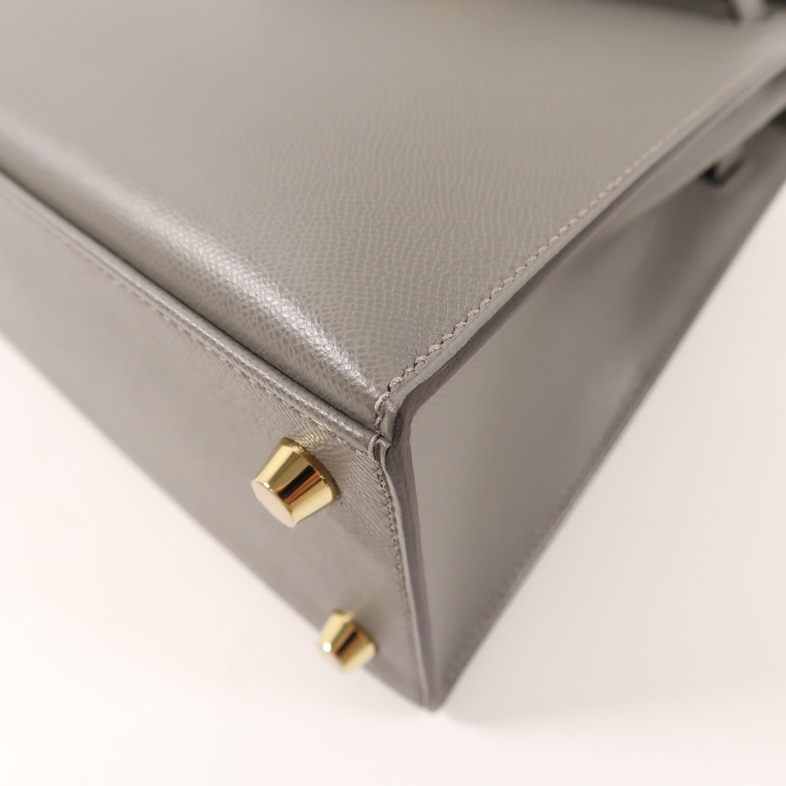 HERMES Madame皮革Kelly 25金扣手挽肩背兩用袋灰色