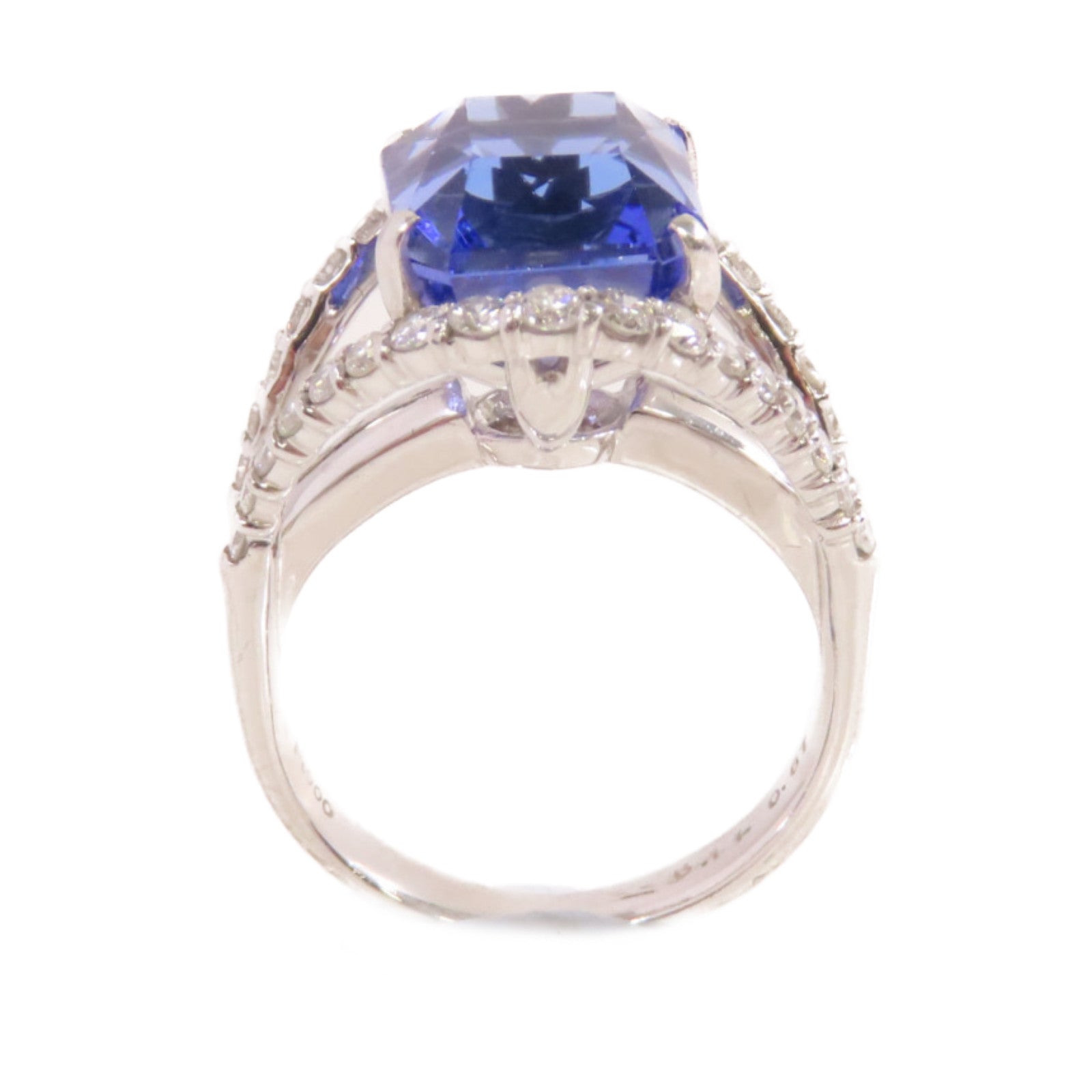 JEWELRY PT900鉑金/6.11ct坦桑石/0.67ct鑚石Tanzanite Diamond Ring戒指US#5.5