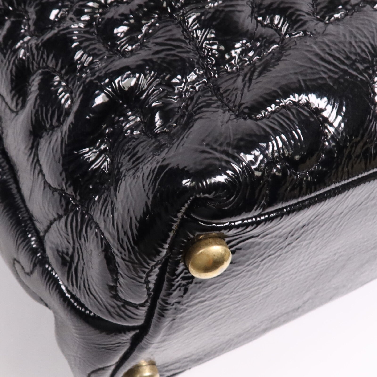 CHANEL 漆皮皮革Chain Tote金扣鏈帶手挽袋