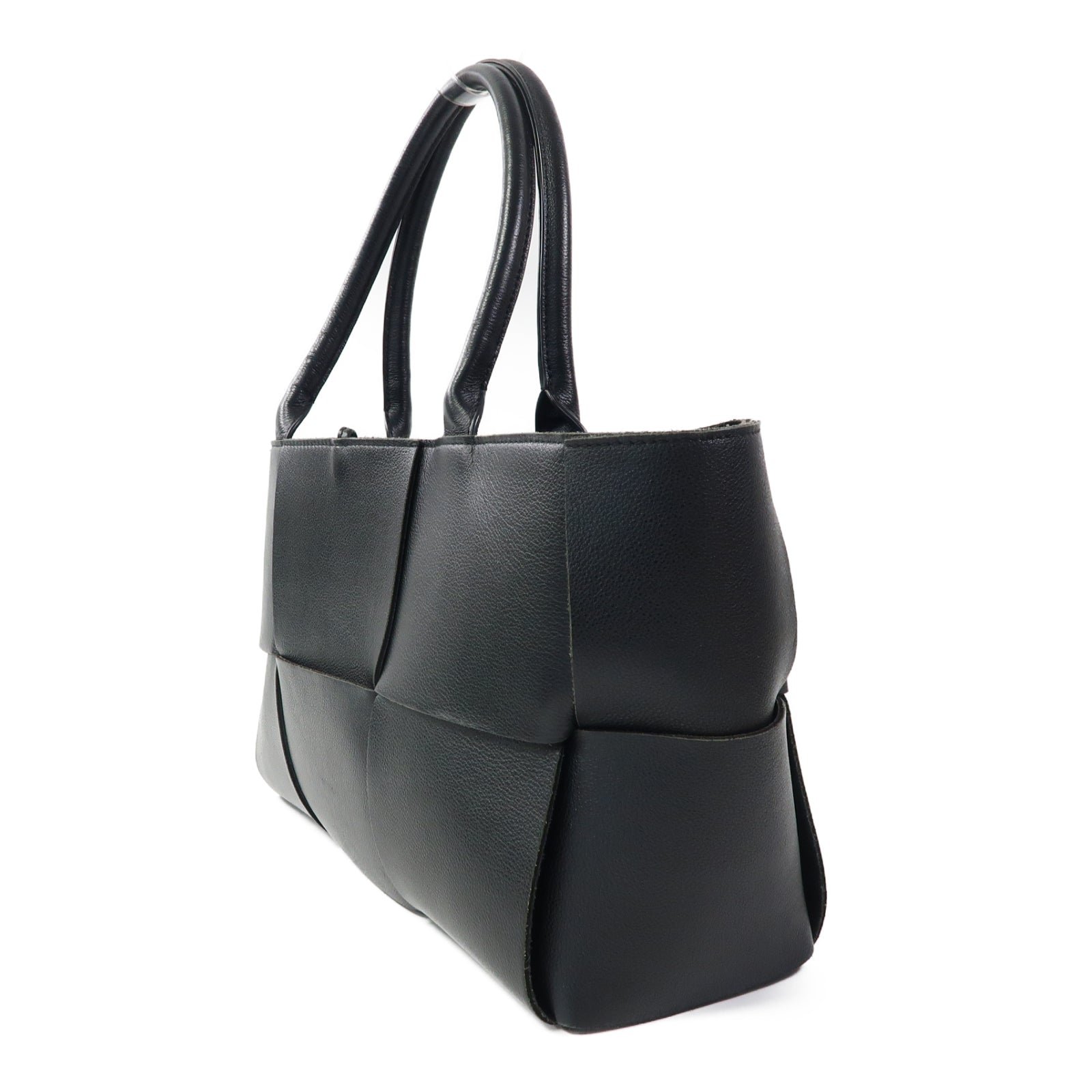 BOTTEGA VENETA 牛皮皮革Arco Tote Bag金扣手挽袋黑色
