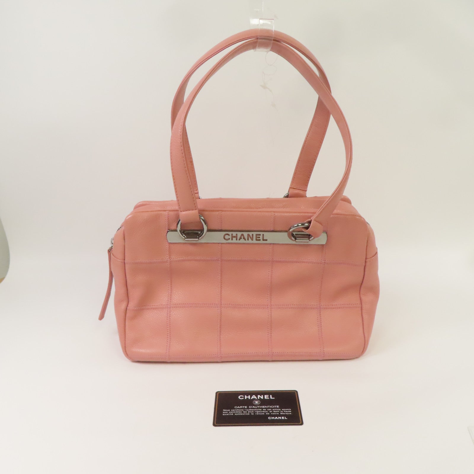CHANEL 【激減優惠】牛皮皮革Vintage Shoulder Bag銀扣肩背袋粉紅色