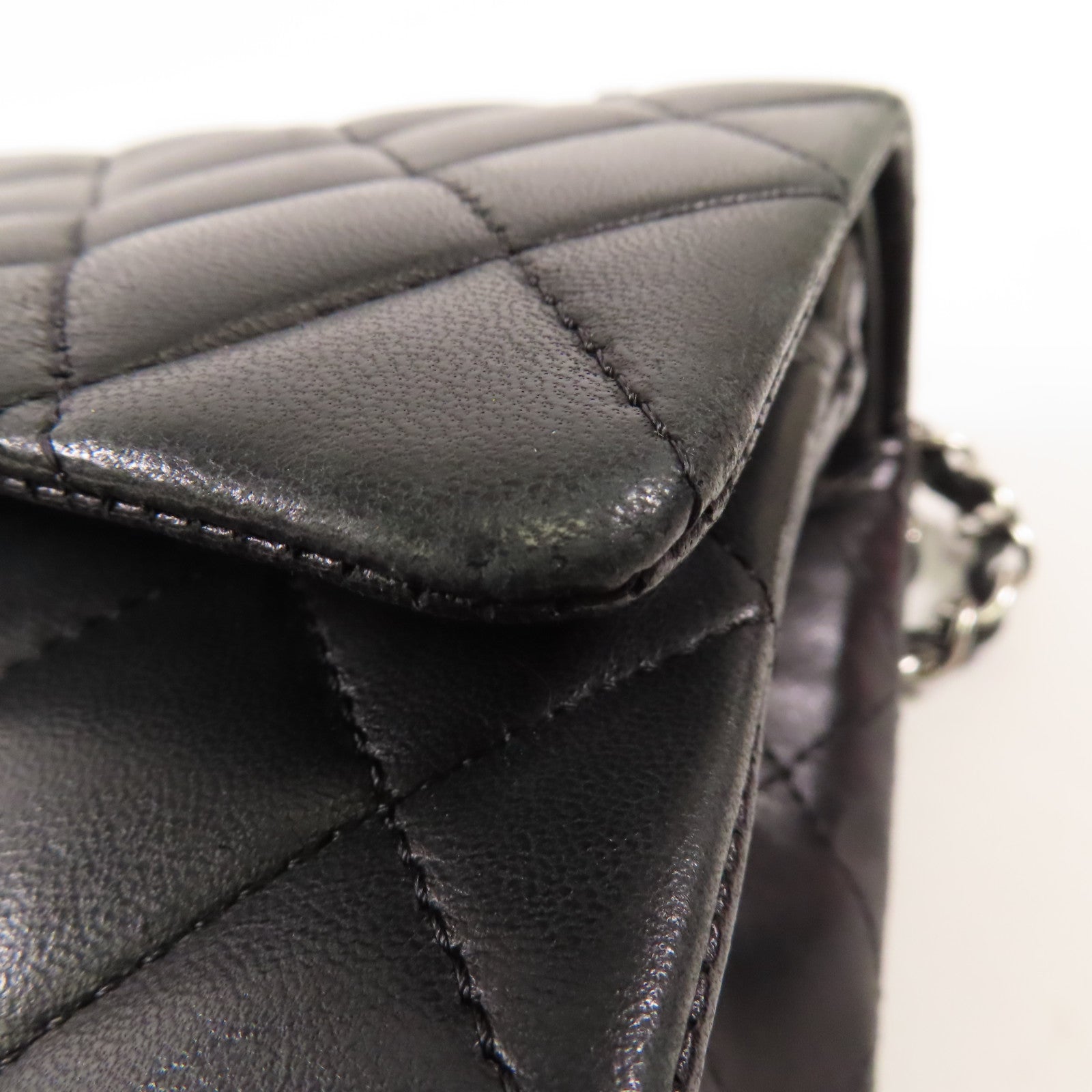 CHANEL 羊皮皮革Classic 25銀扣鏈帶肩背袋