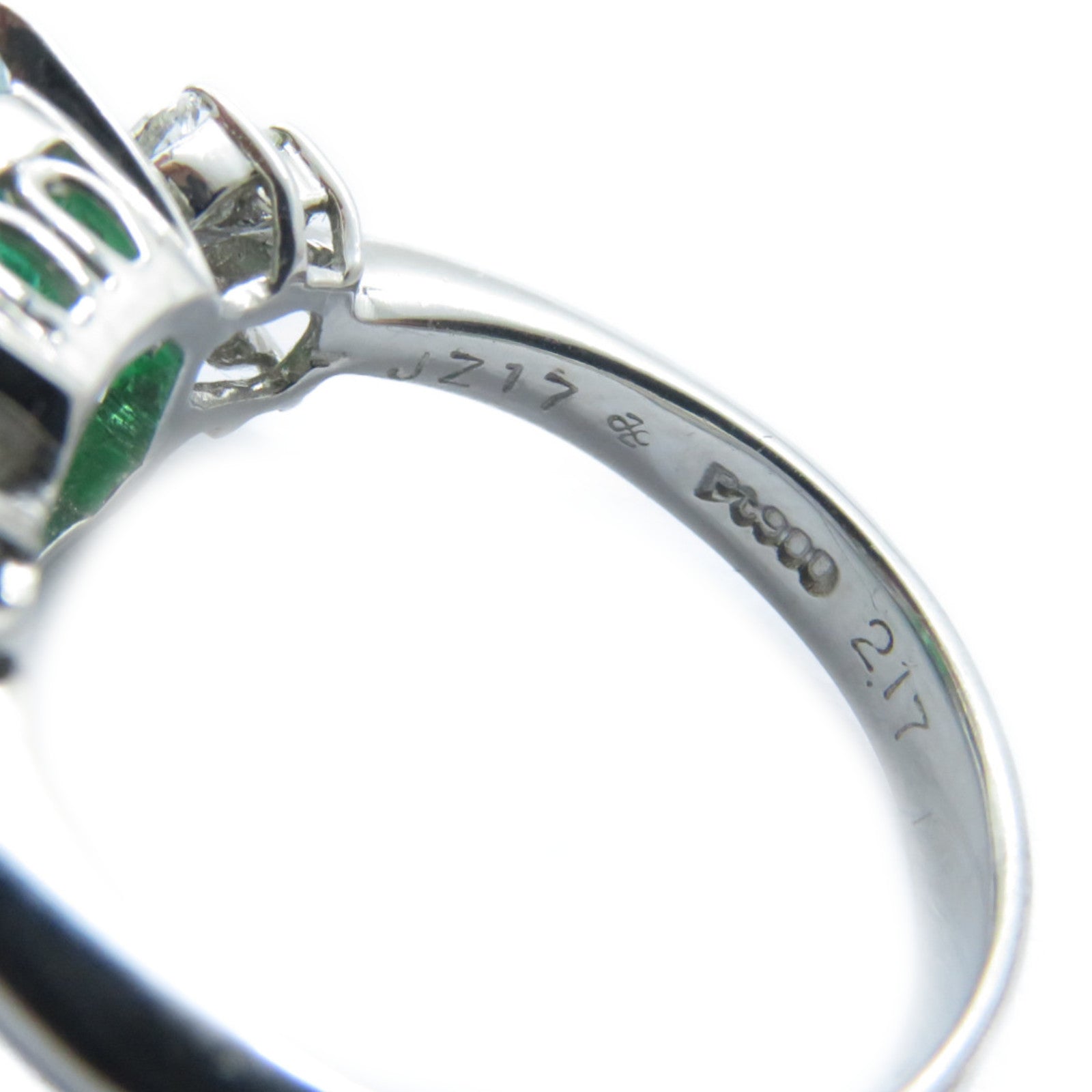 JEWELRY 【激減優惠】PT900鉑金Emerald Diamond Ring 2.17ct綠寶石/0.22ct鑽石戒指US#5.25