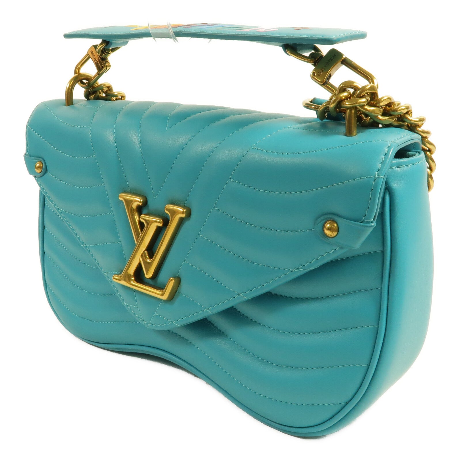 LOUIS VUITTON 牛皮皮革New Wave Chain Bag MM鏈帶手挽肩背兩用袋