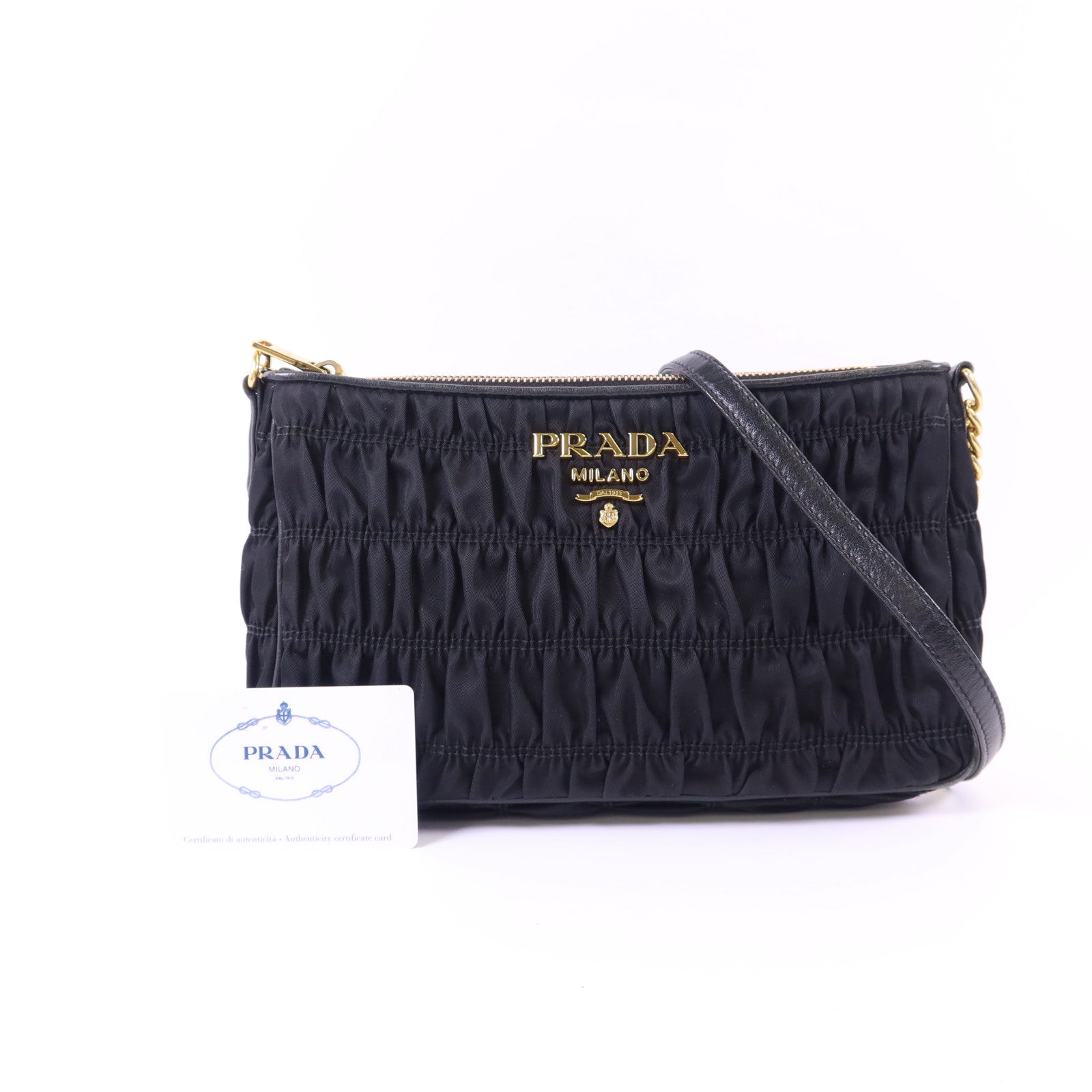 PRADA 尼龍Chain Shoulder Bag金扣鏈帶肩背袋