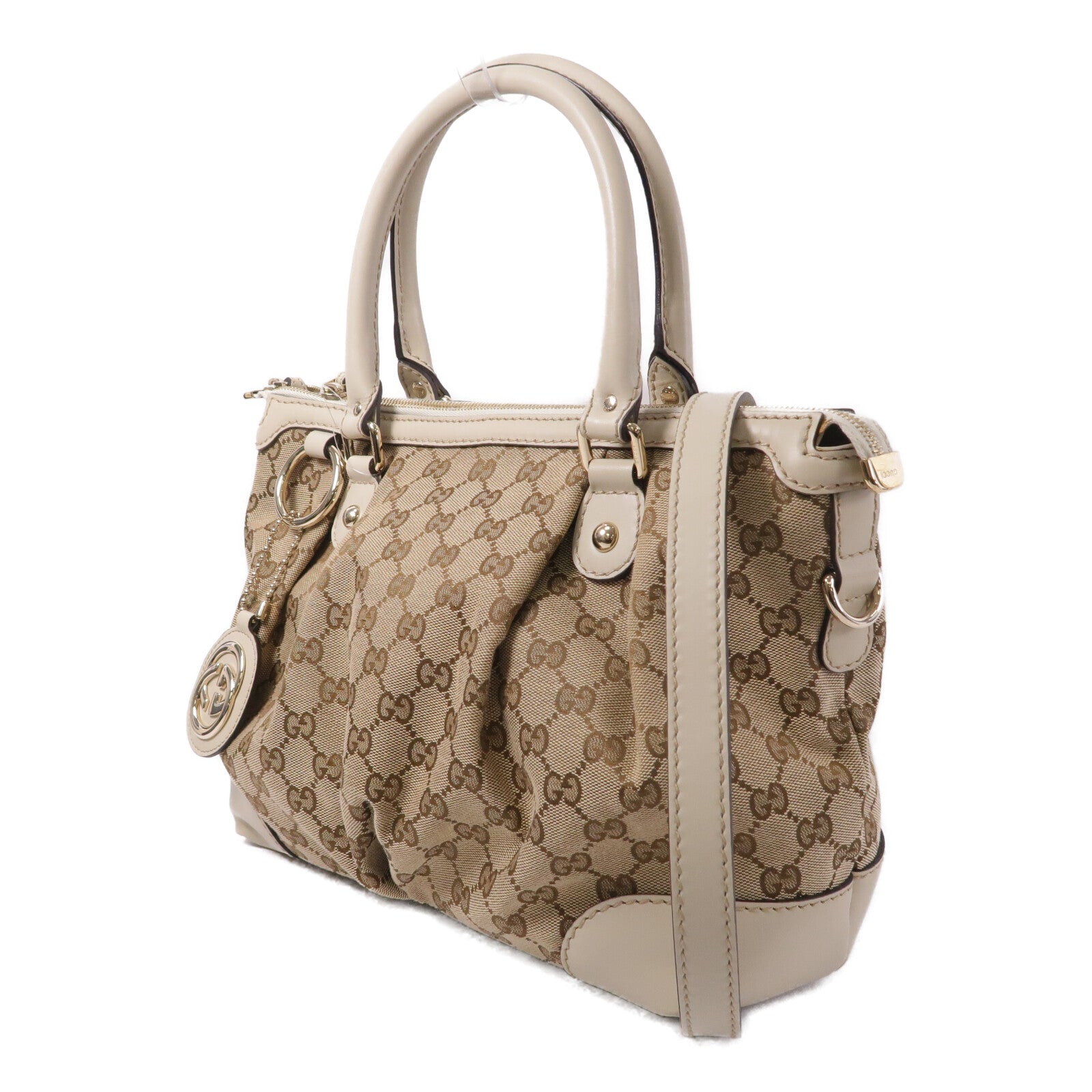 GUCCI 牛皮皮革/帆布2 Way Shoulder手挽肩背兩用袋