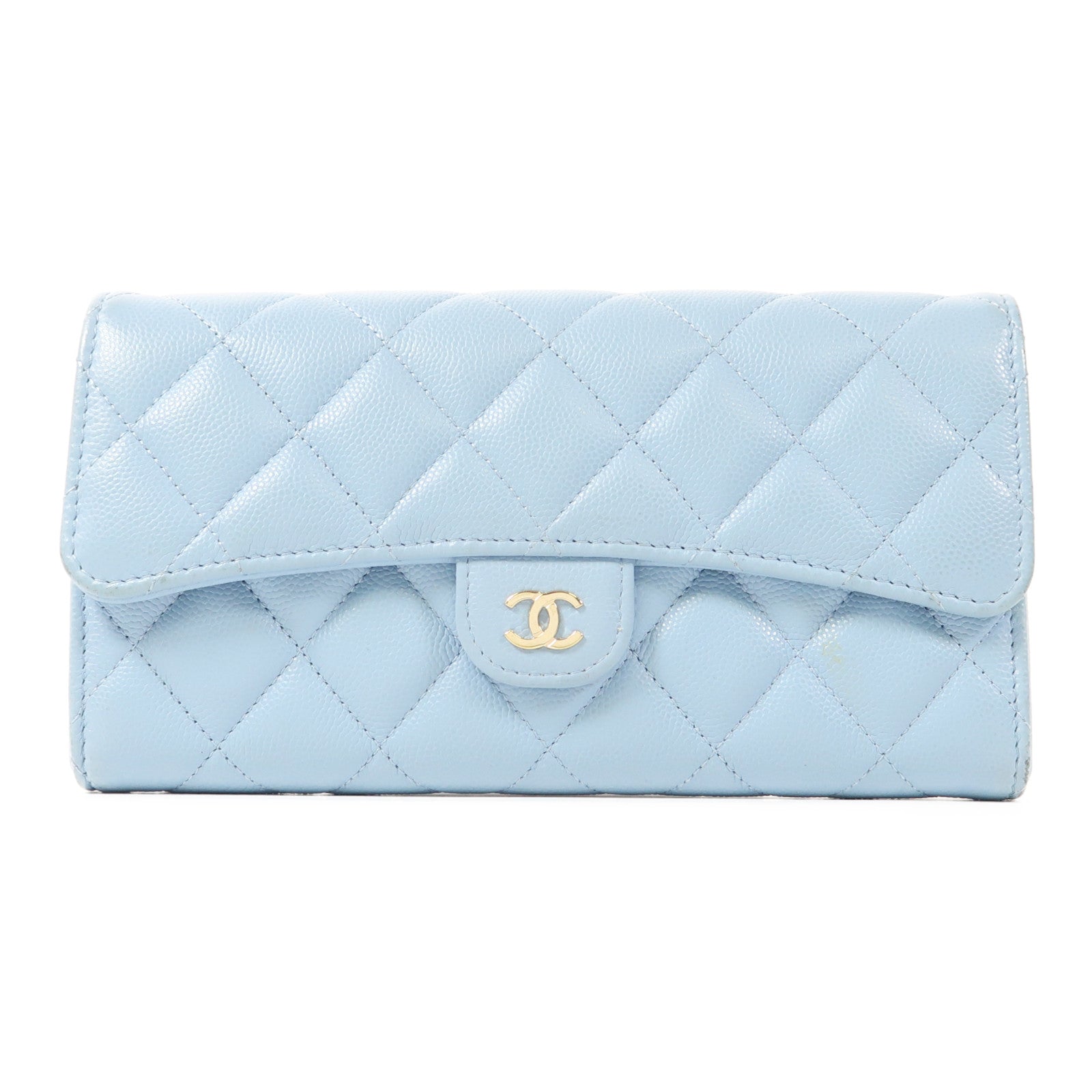 CHANEL 牛皮皮革Long Wallet金扣長錢包