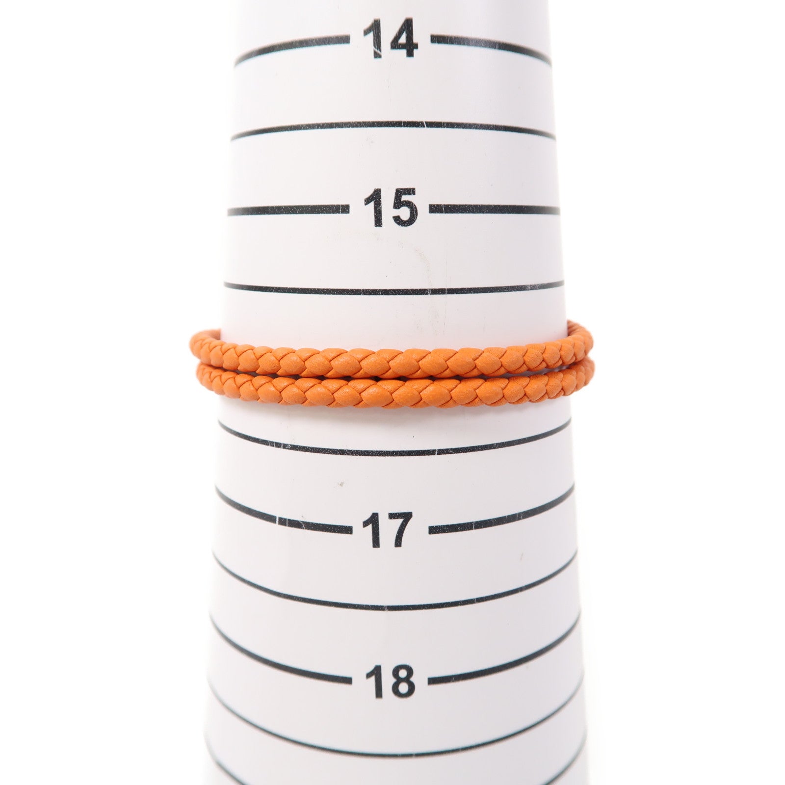 HERMES 牛皮皮革Glenan Double Tour Bracelet金扣手鏈橙色