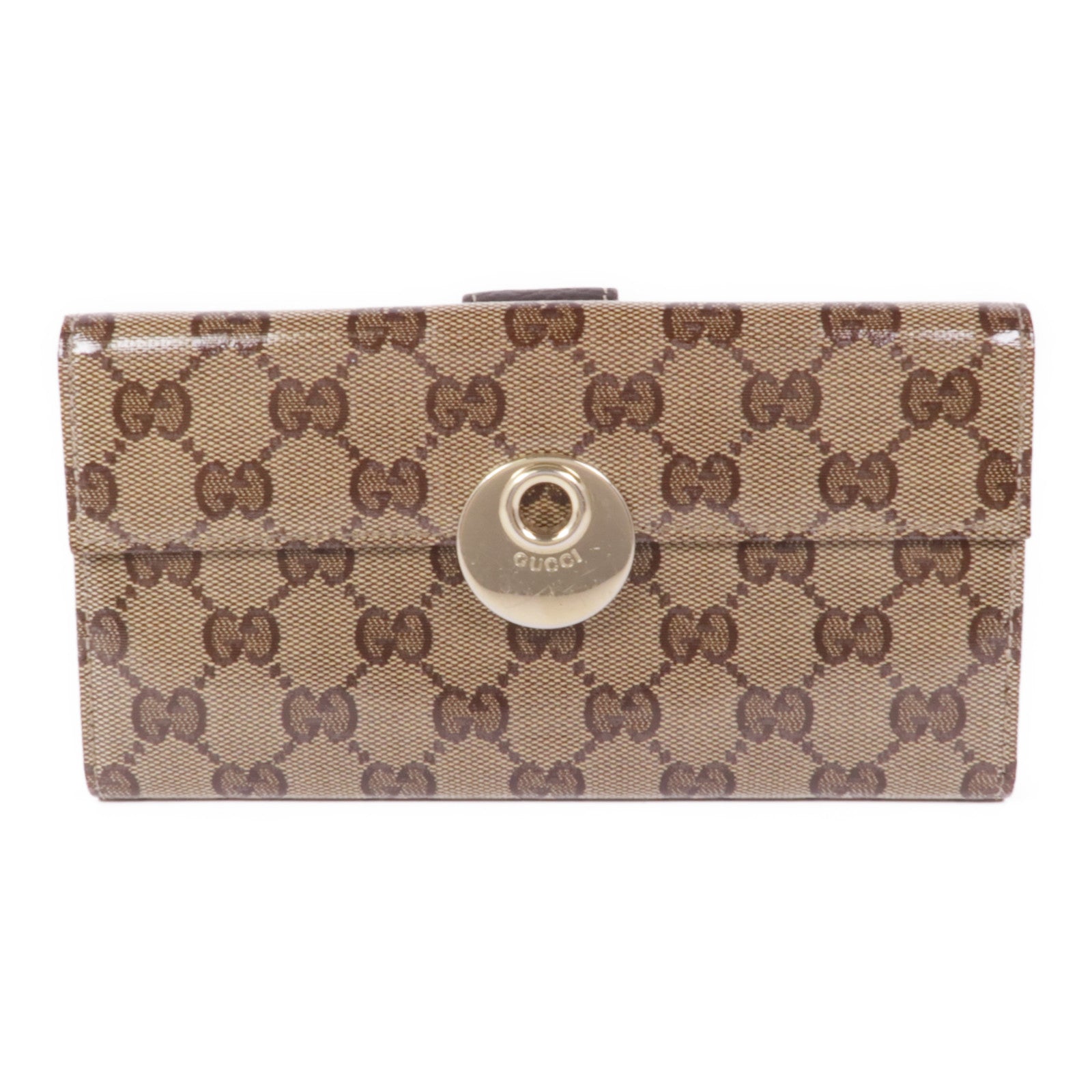 GUCCI 塗層帆布Long Wallet金扣長錢包