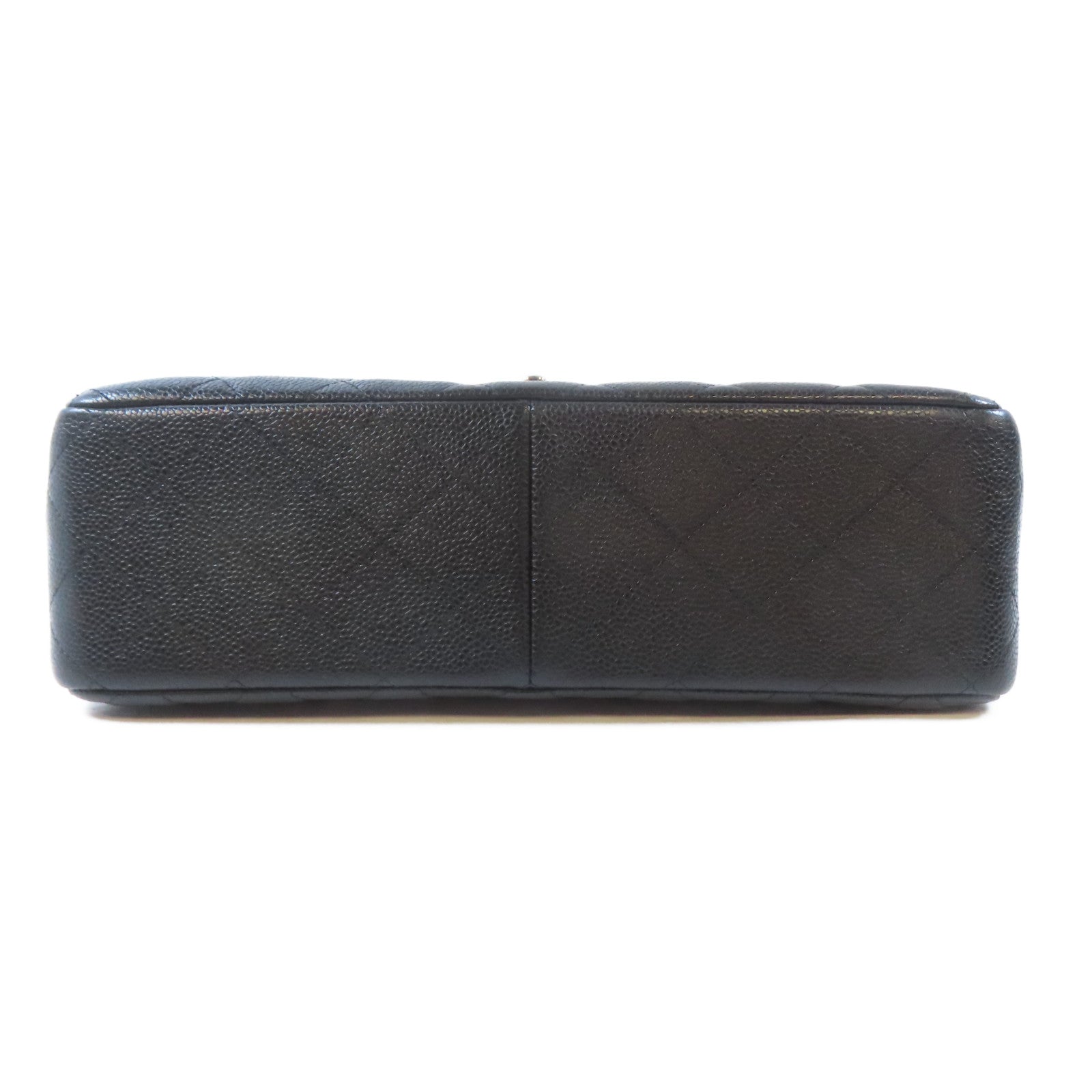 CHANEL 菱格牛皮皮革Jumbo Double Flap Classic Bag銀扣鏈帶肩背袋黑色
