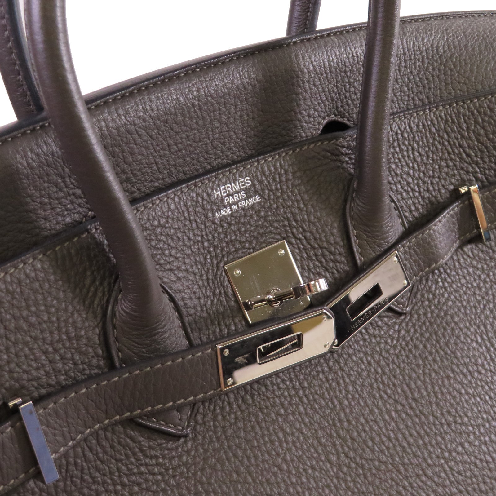 HERMES Clemence皮革Birkin 35 Hand Bag銀扣手挽袋Graphite石墨灰色