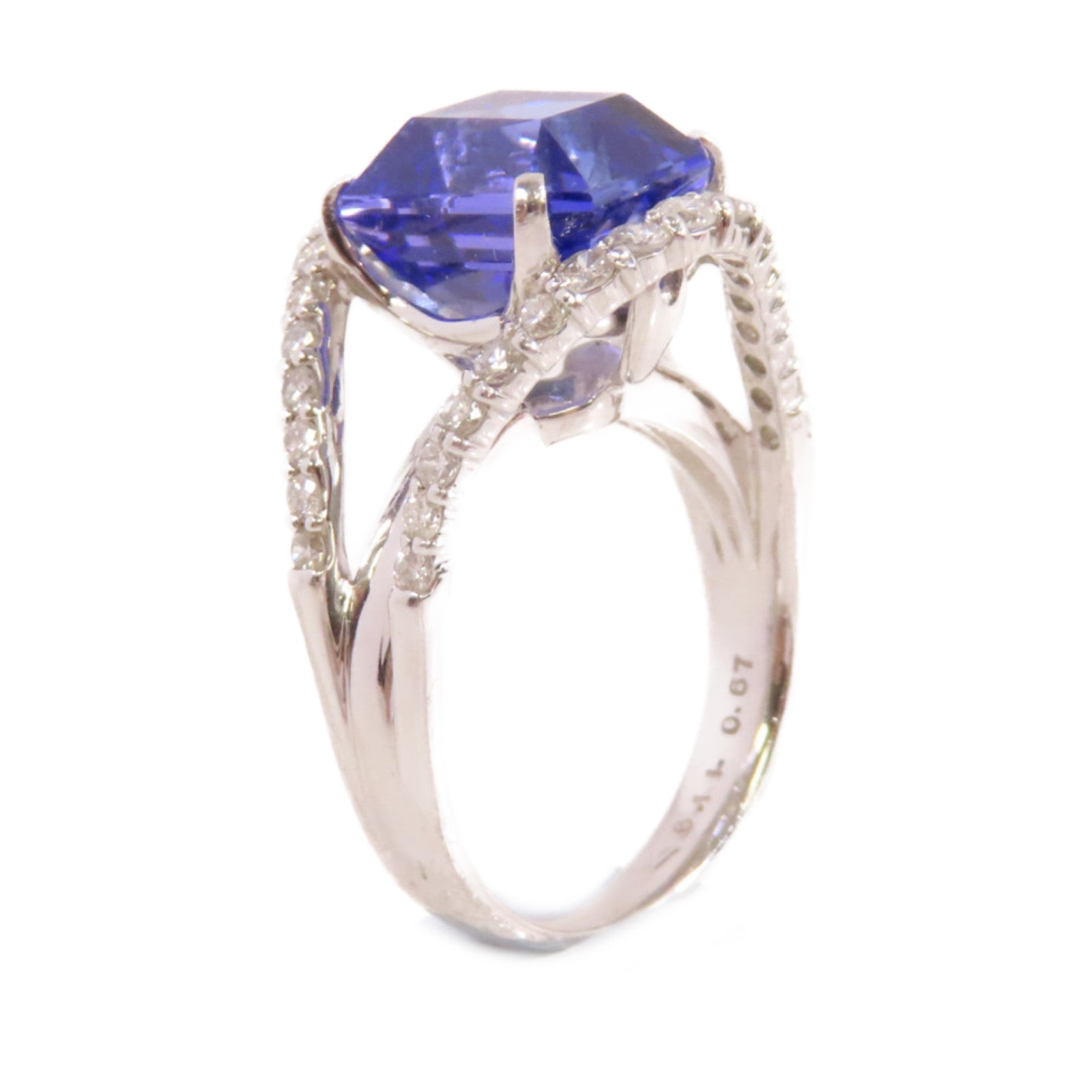 JEWELRY PT900鉑金/6.11ct坦桑石/0.67ct鑚石Tanzanite Diamond Ring戒指US#5.5