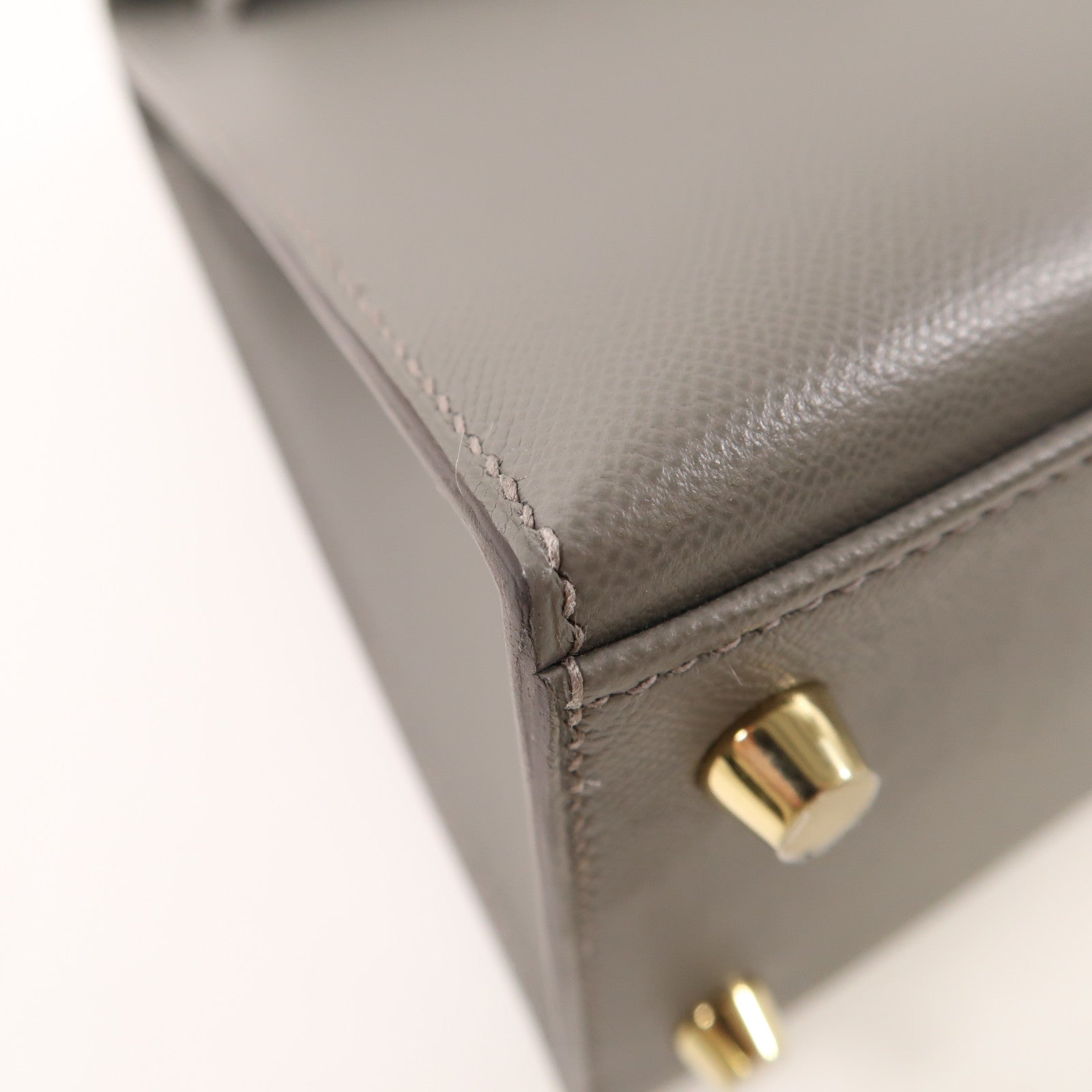 HERMES Madame皮革Kelly 25金扣手挽肩背兩用袋灰色