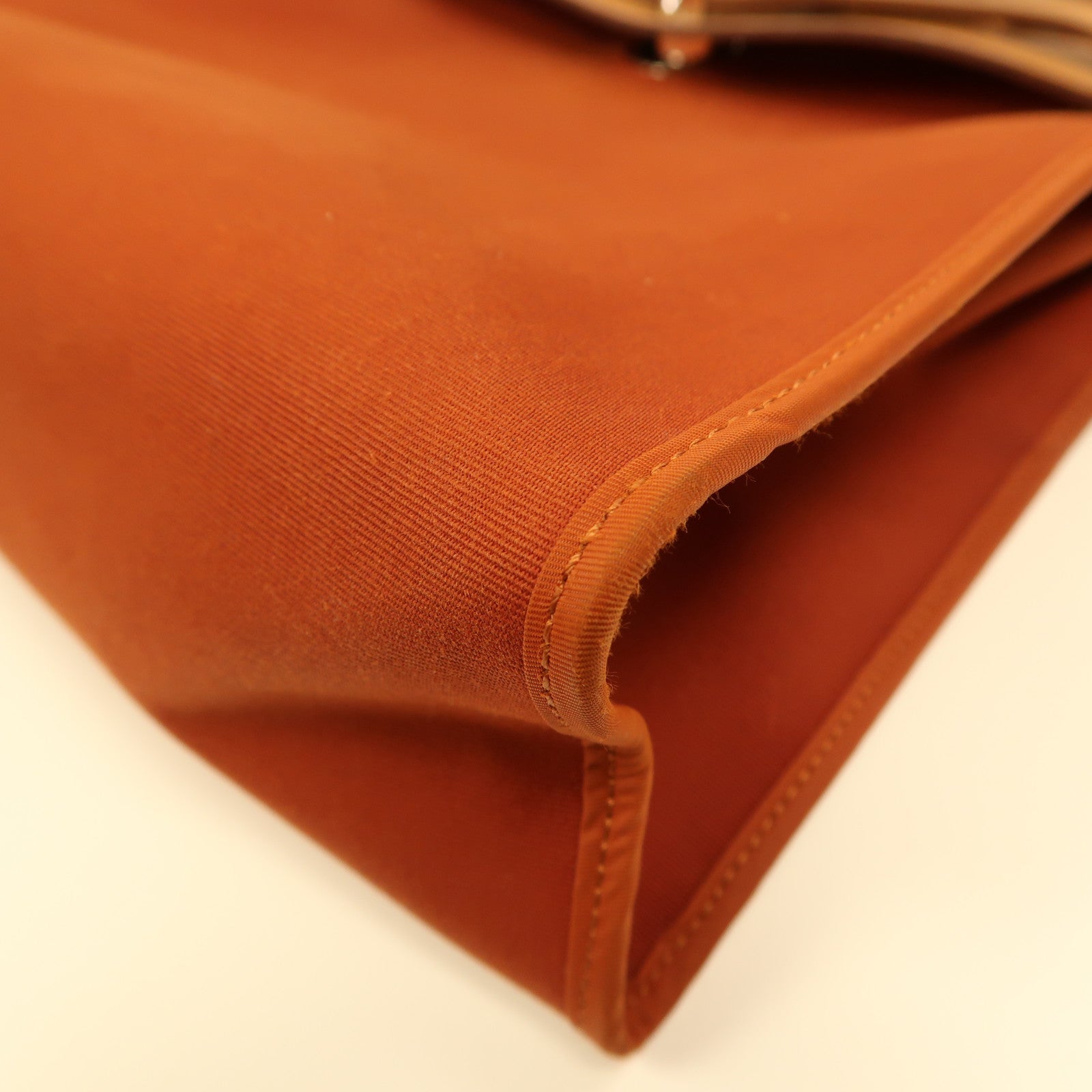 HERMES 帆布Herbag PM銀扣手挽肩背兩用袋古銅色