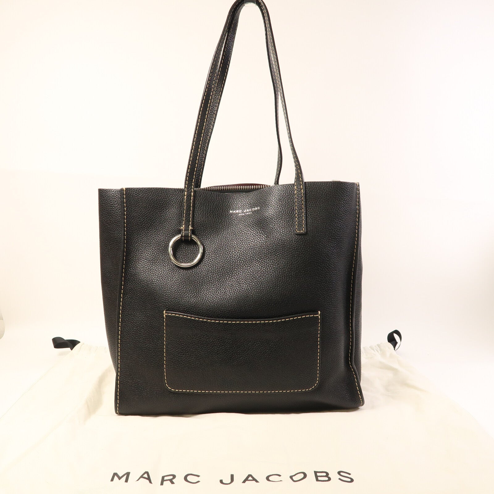 MARC JACOBS 皮革Tote Bag銀扣肩背袋