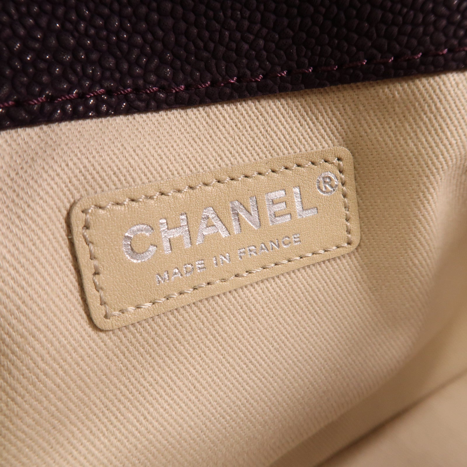 CHANEL 菱格Caviar皮革Chain Shoulder銀扣鏈帶肩背袋紫色