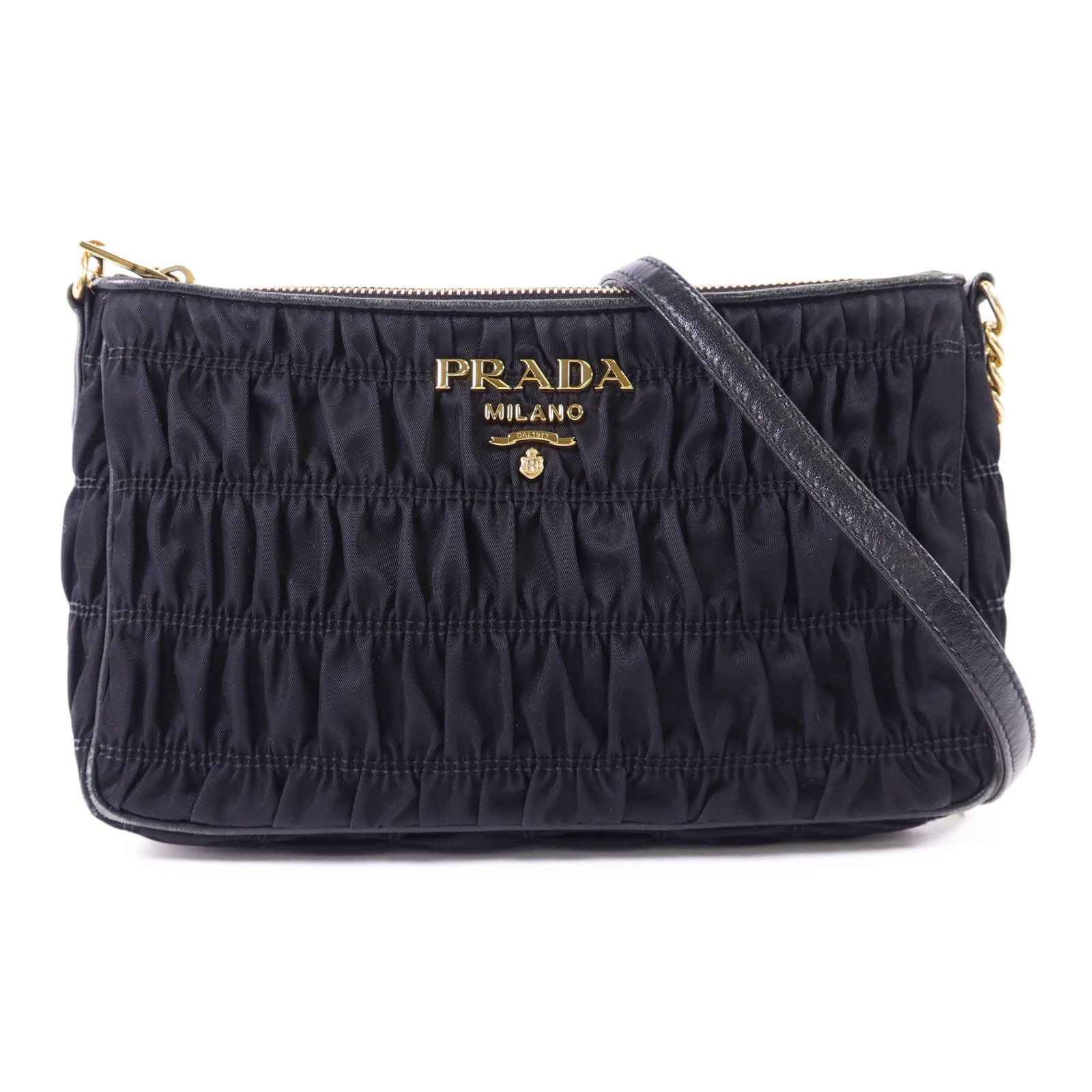 PRADA 尼龍Chain Shoulder Bag金扣鏈帶肩背袋