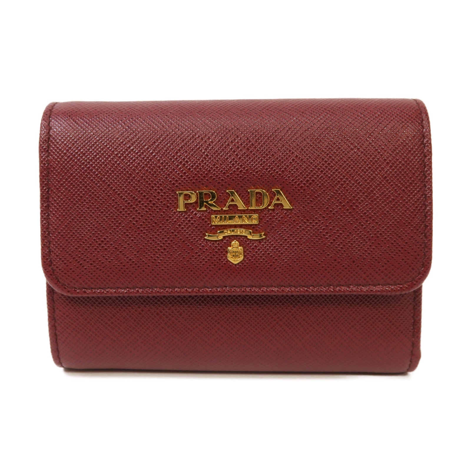 PRADA 牛皮皮革Wallet金扣錢包紅色