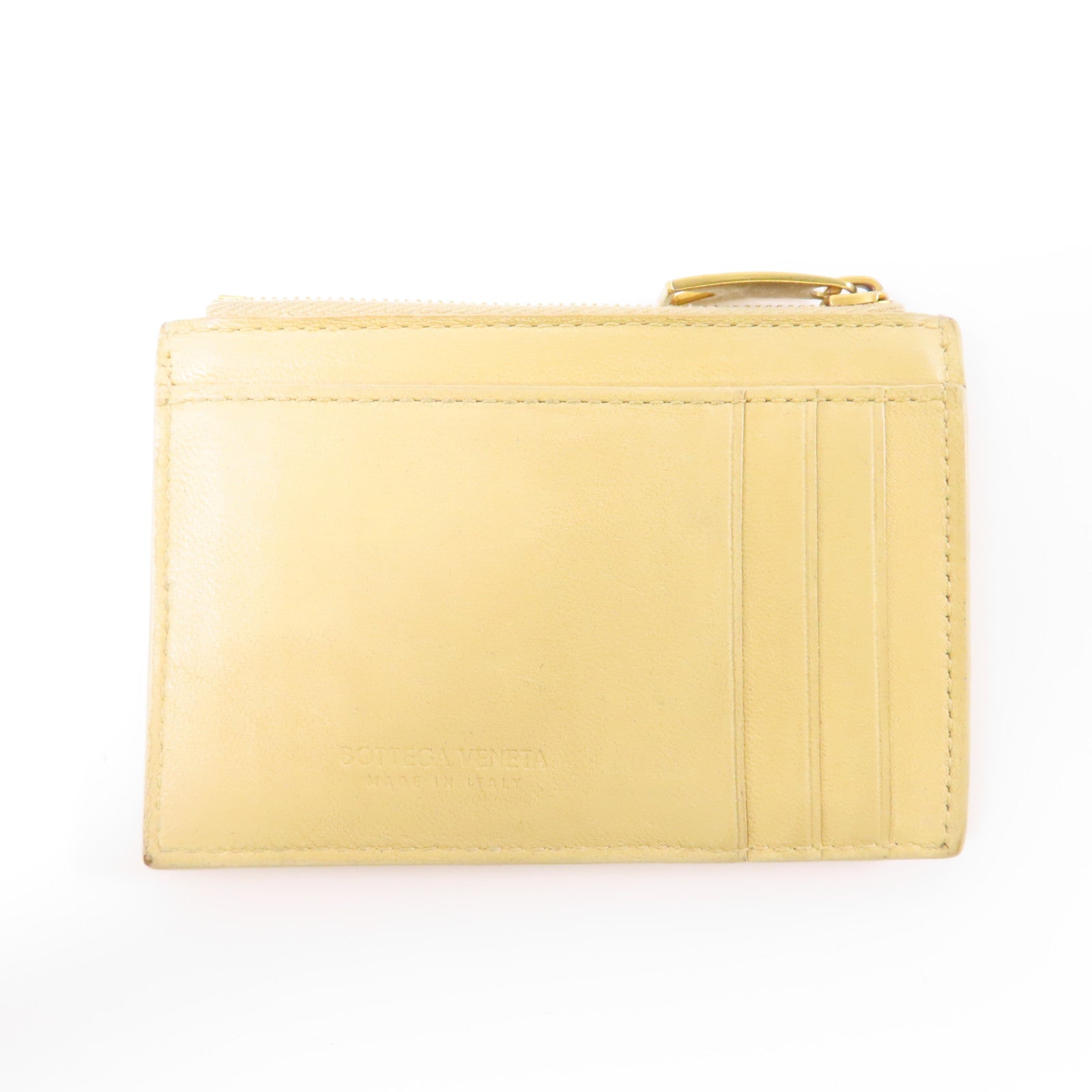 BOTTEGA VENETA 【激減優惠】牛皮皮革Card Case金扣卡片套黃色