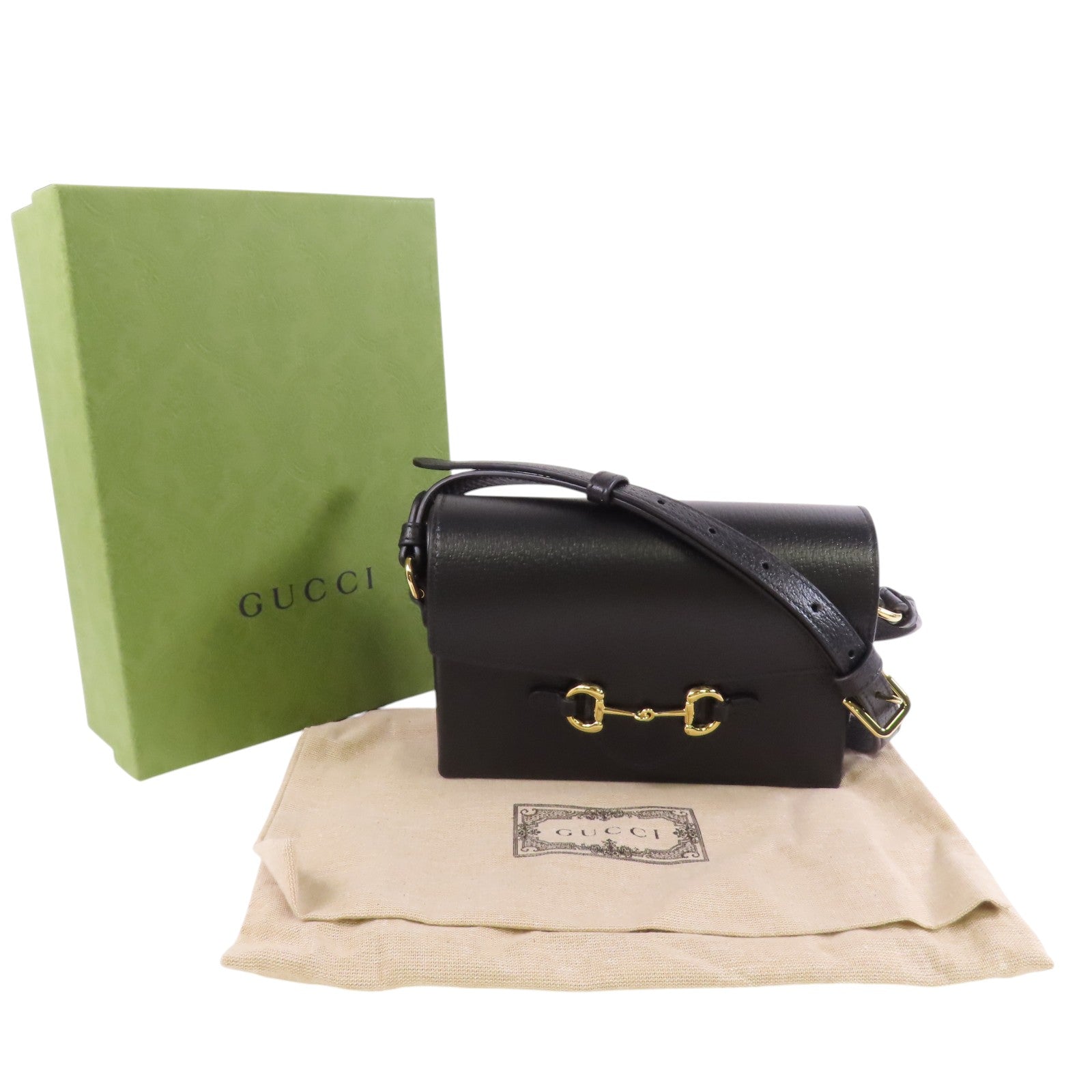 GUCCI 牛皮皮革Horsebit 1955 Shoulder金扣肩背袋