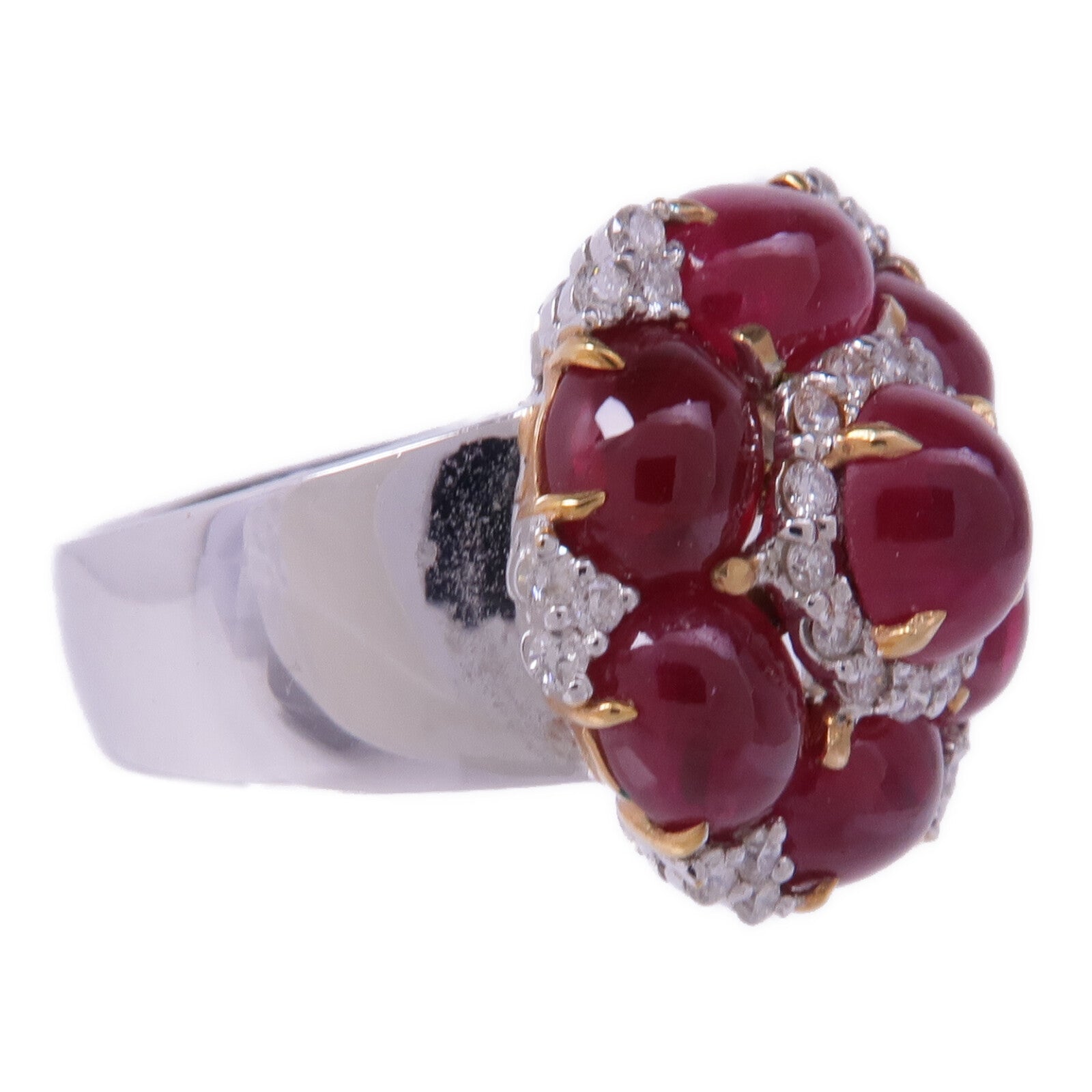 JEWELRY 18K黃金/白金/玫瑰金Ruby Diamond Ring紅寶石/鑽石戒指US#6