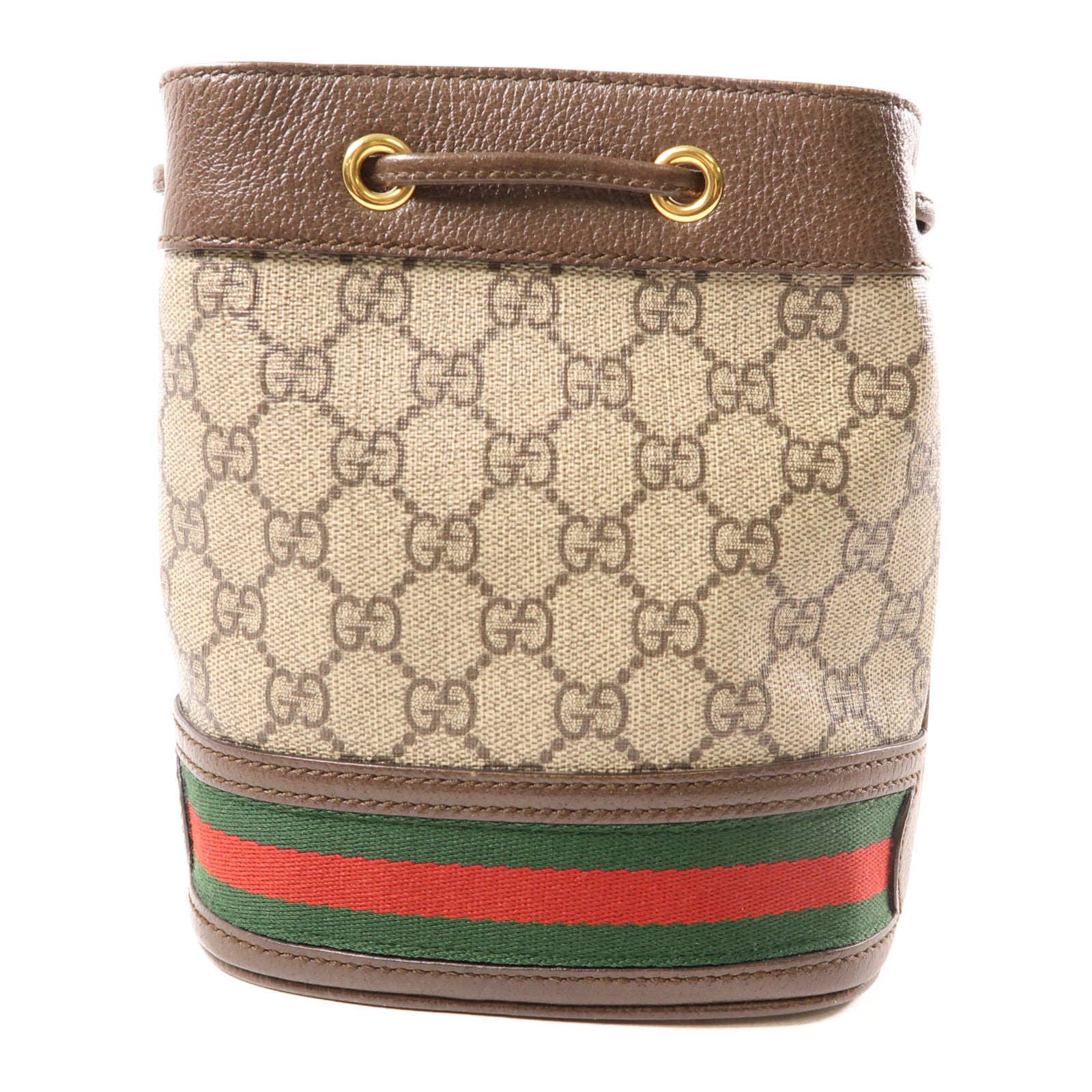GUCCI 塗層帆布Ophidia GG金扣肩背袋棕色