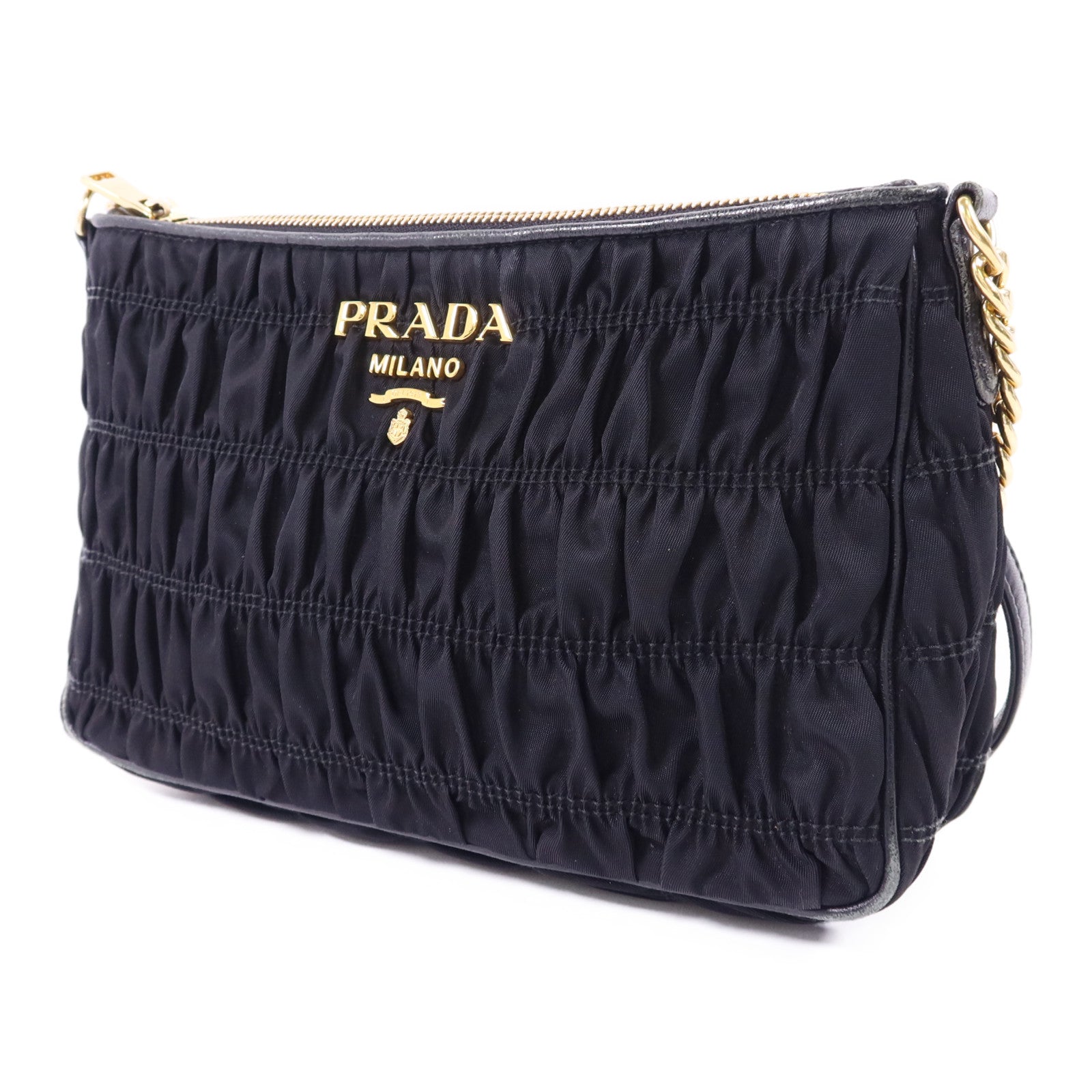PRADA 尼龍Chain Shoulder Bag金扣鏈帶肩背袋