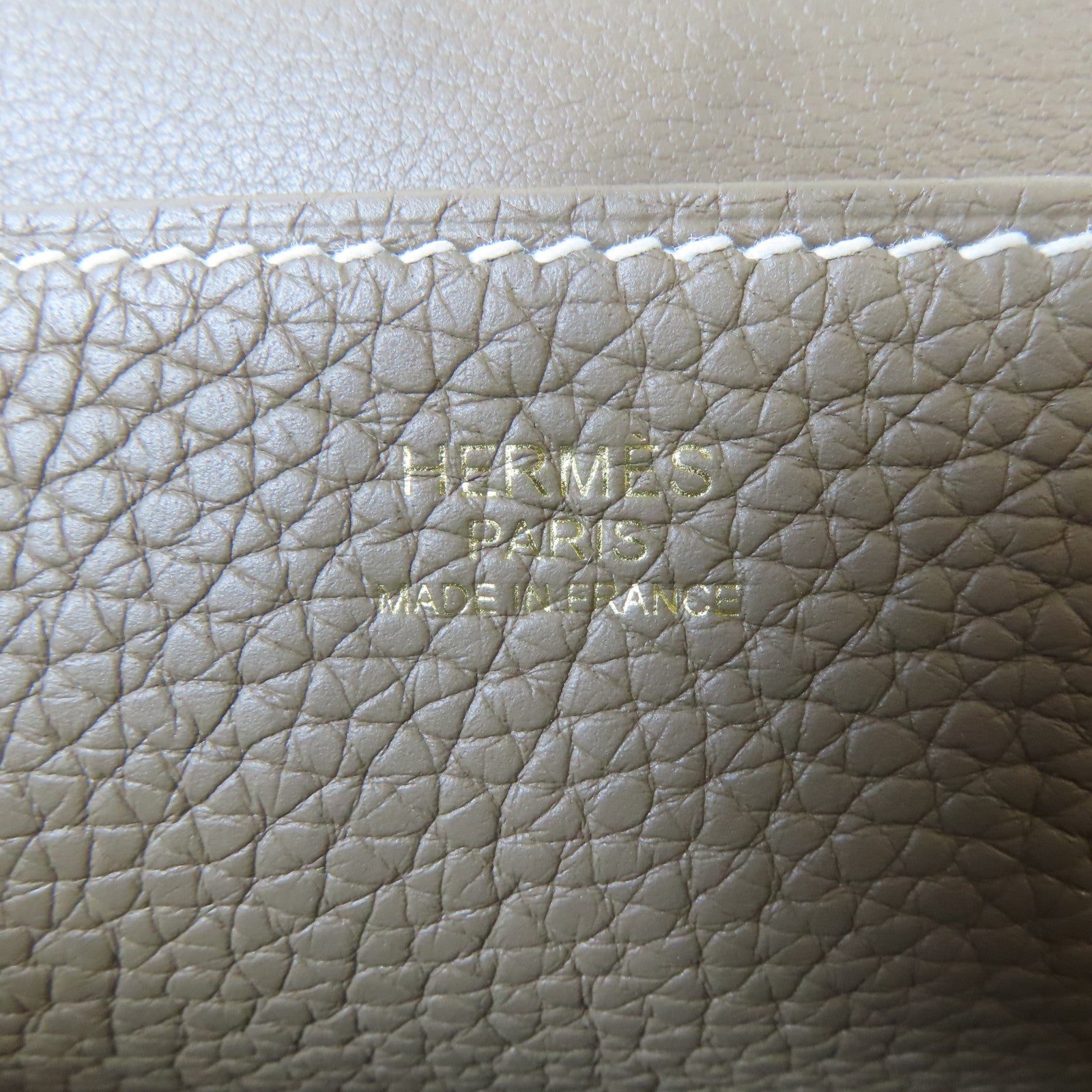HERMES Clemence皮革Halzan 31金扣手挽肩背兩用袋Etoupe/大象灰色