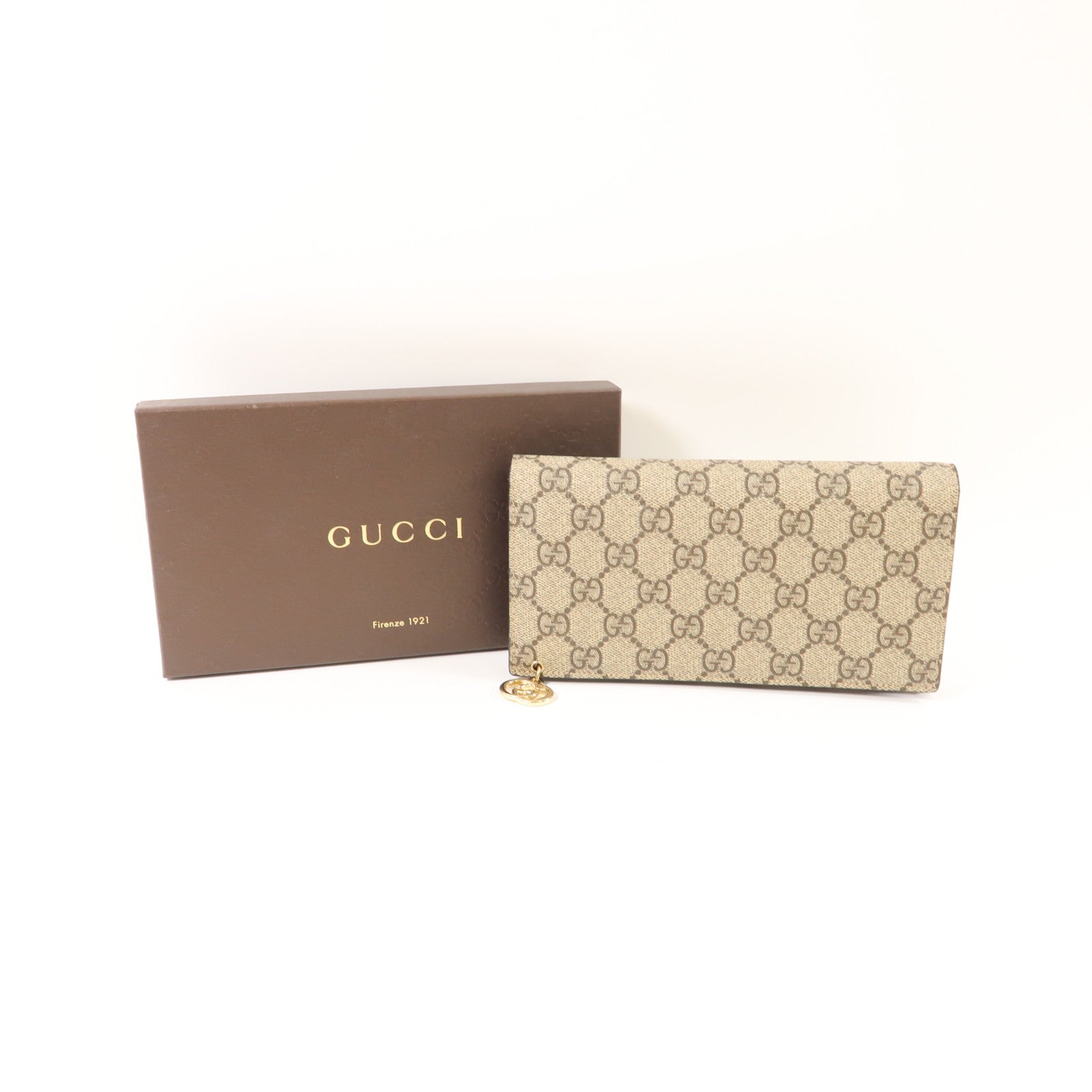 GUCCI 塗層帆布Long Wallet金扣長錢包