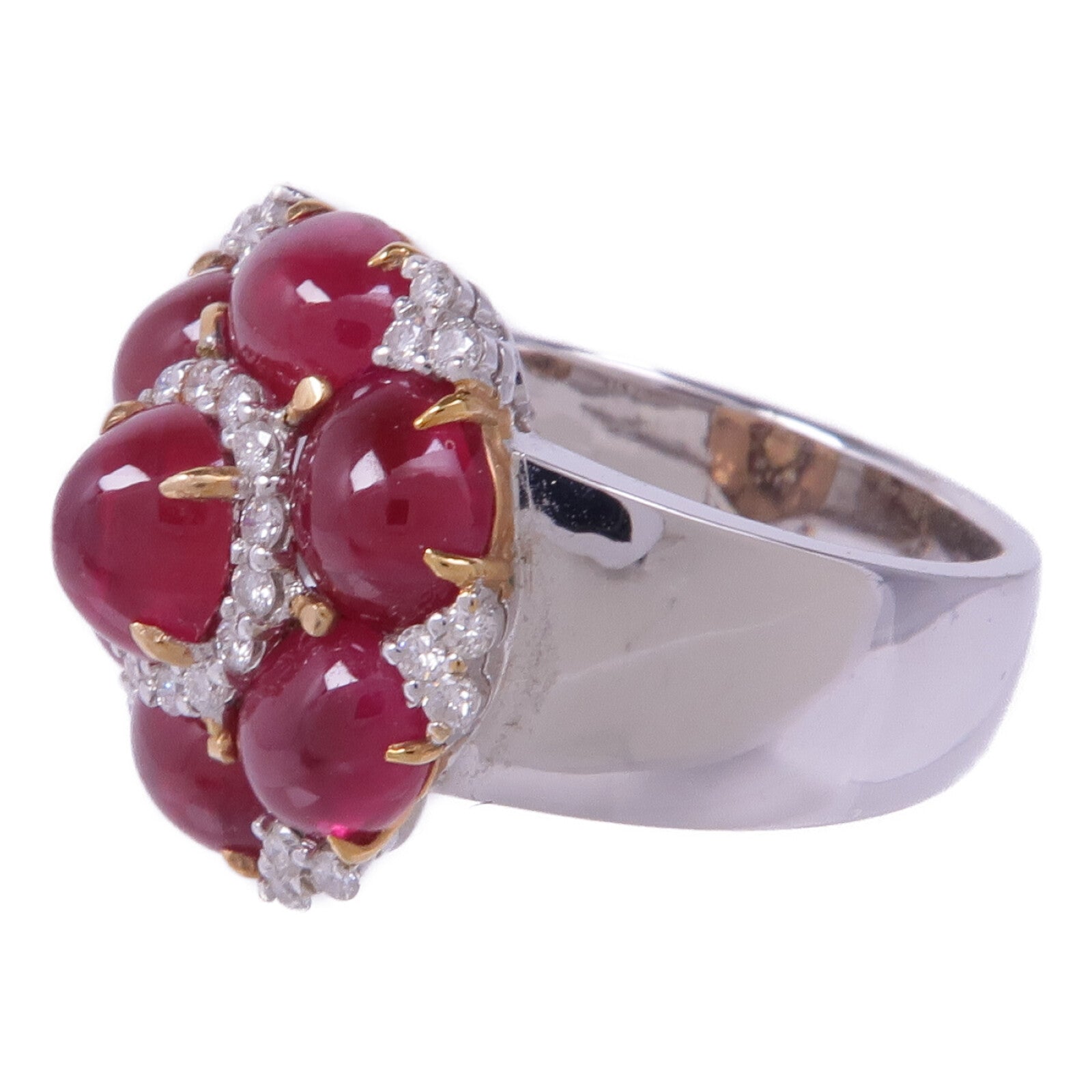 JEWELRY 18K黃金/白金/玫瑰金Ruby Diamond Ring紅寶石/鑽石戒指US#6