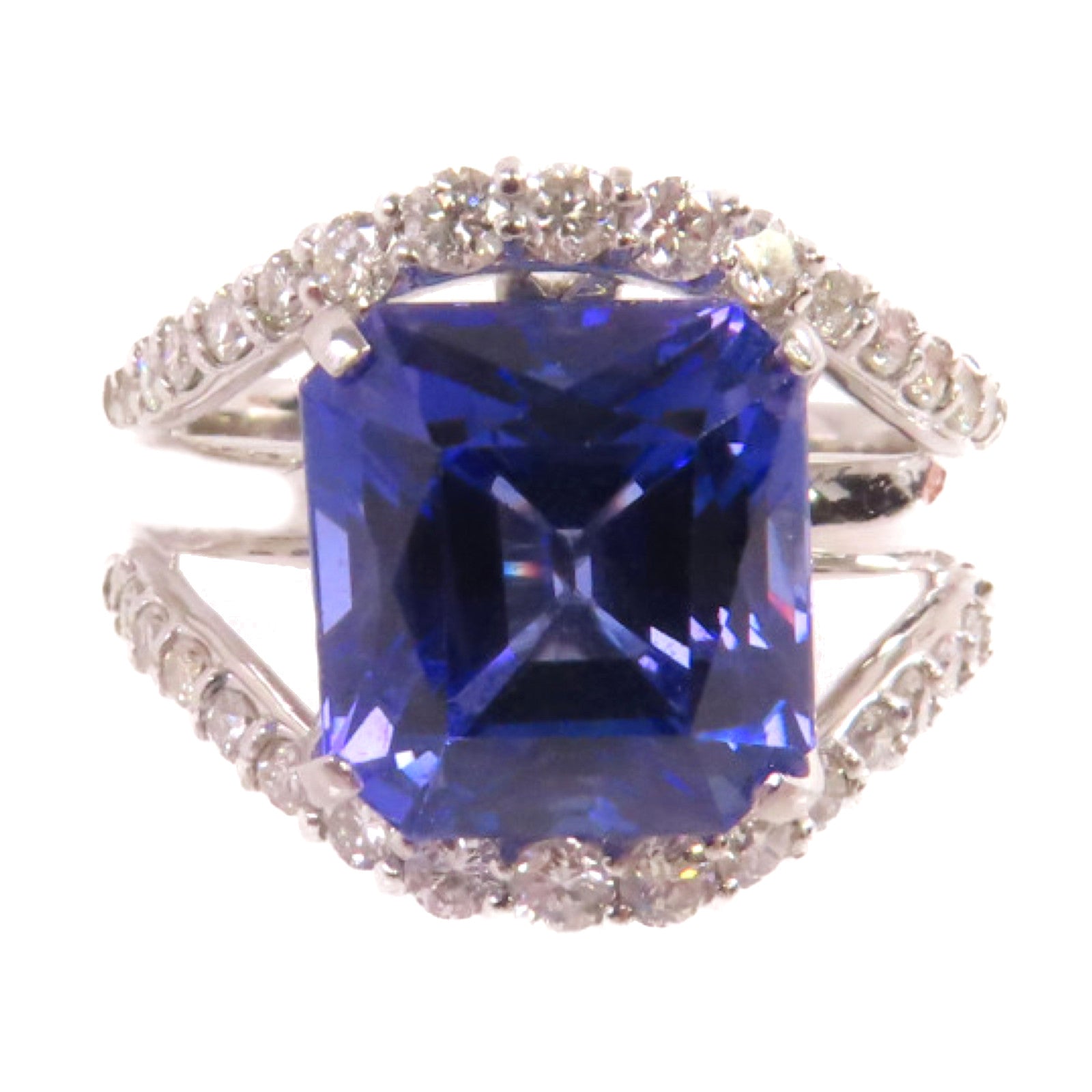 JEWELRY PT900鉑金/6.11ct坦桑石/0.67ct鑚石Tanzanite Diamond Ring戒指US#5.5