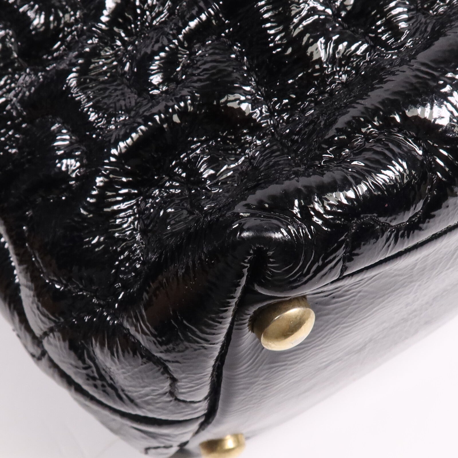 CHANEL 漆皮皮革Chain Tote金扣鏈帶手挽袋