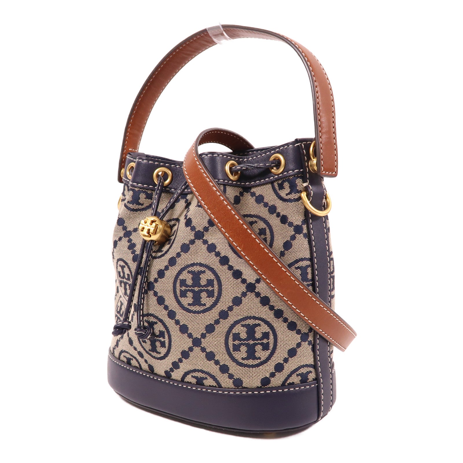 Tory Burch 帆布Bucket Bag金扣手挽肩背兩用袋