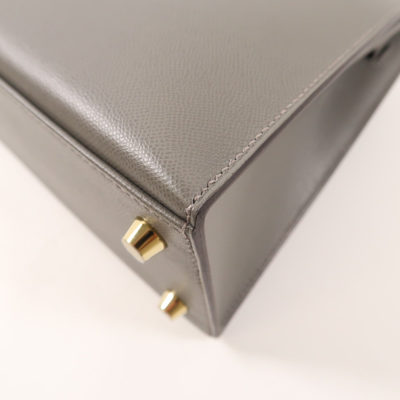 HERMES Madame皮革Kelly 25金扣手挽肩背兩用袋灰色