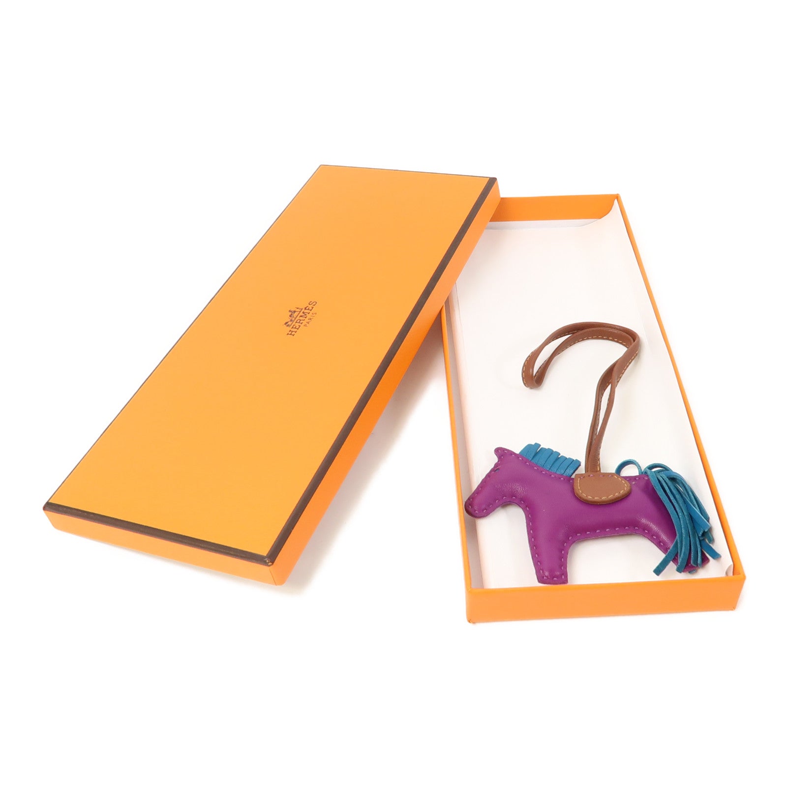 HERMES Swift皮革Rodeo PM掛飾海葵紫色/金色/鴨子藍色