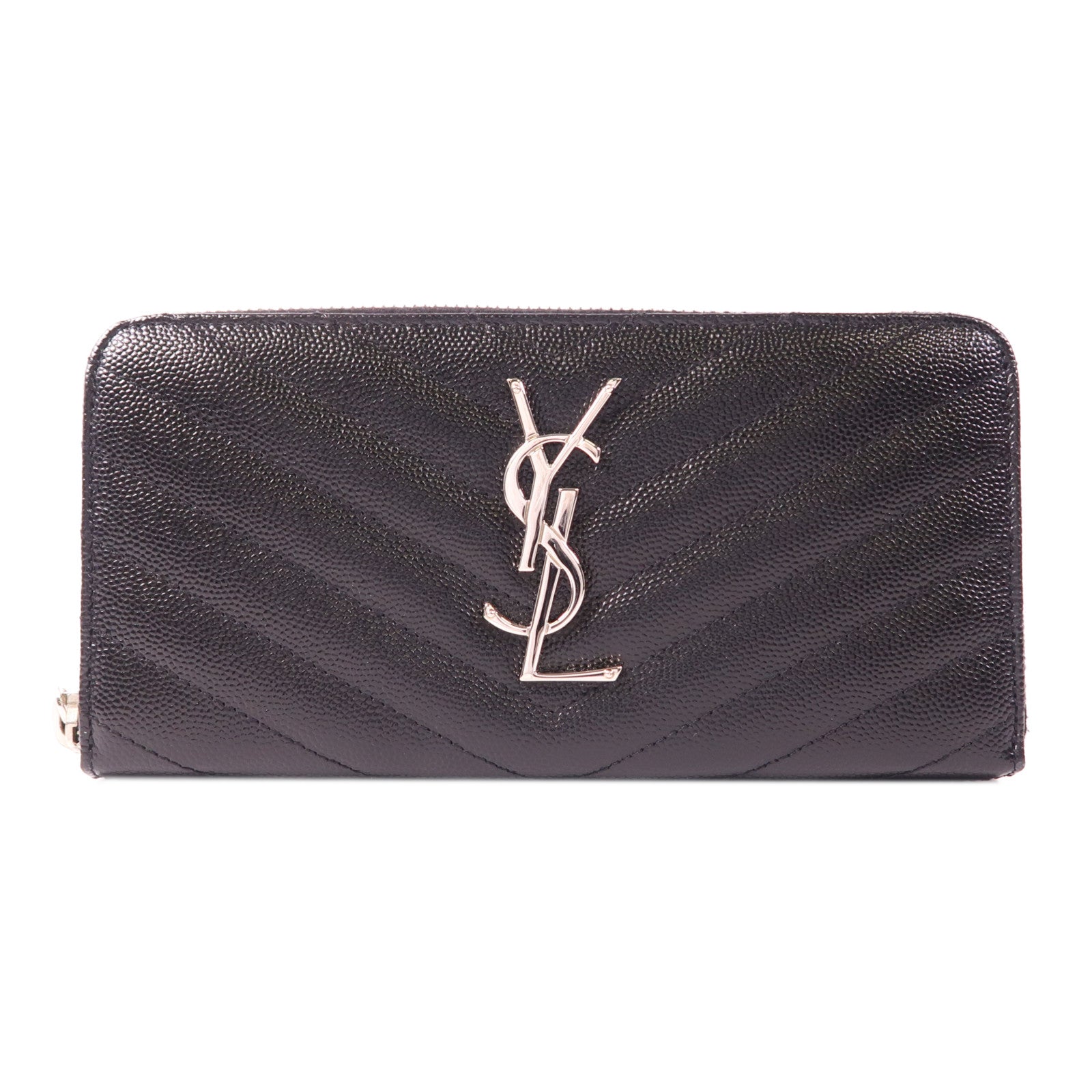 SAINT LAURENT 牛皮皮革Long Wallet銀扣長錢包
