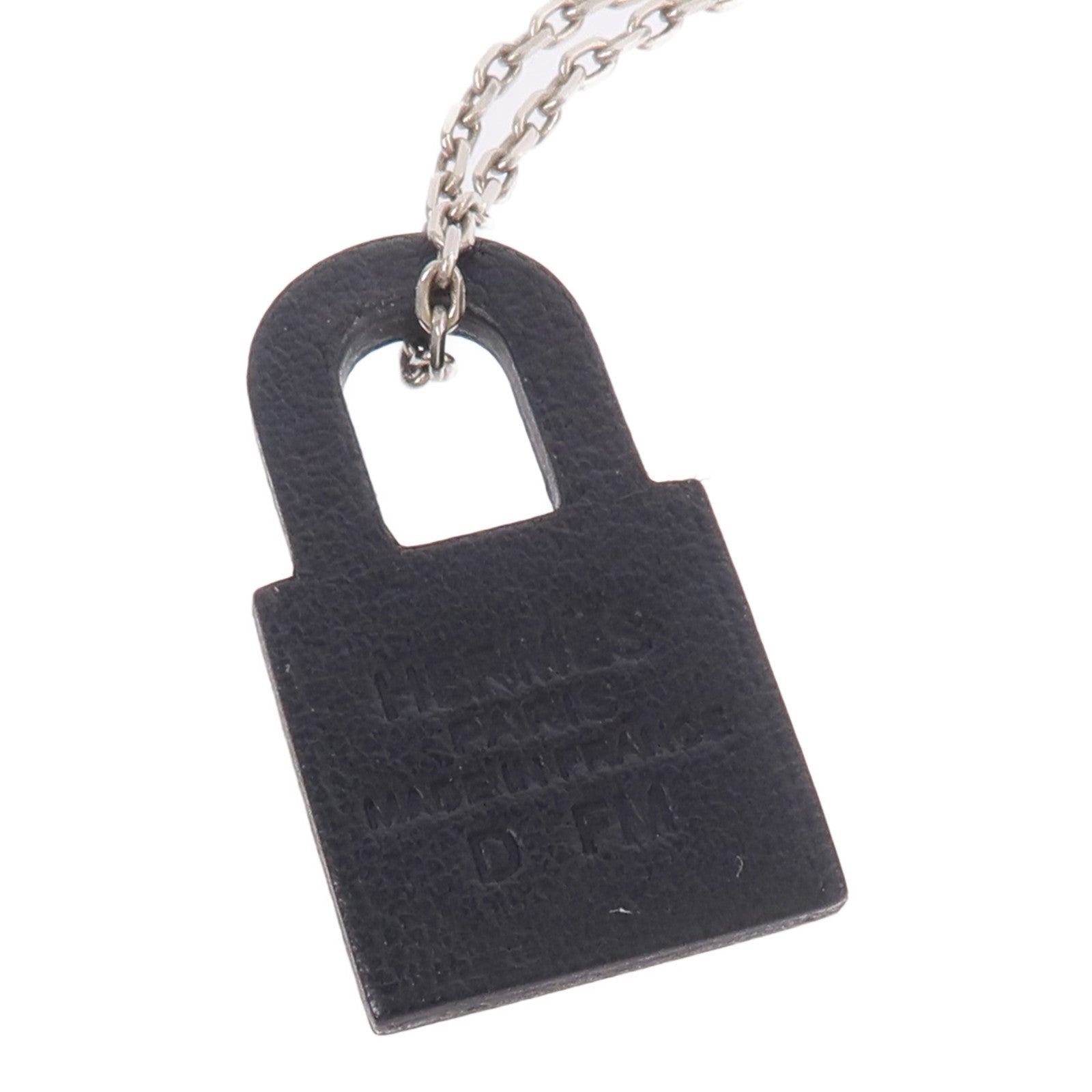 HERMES 金屬/Swift皮革O'Kelly Necklace項鍊Noir