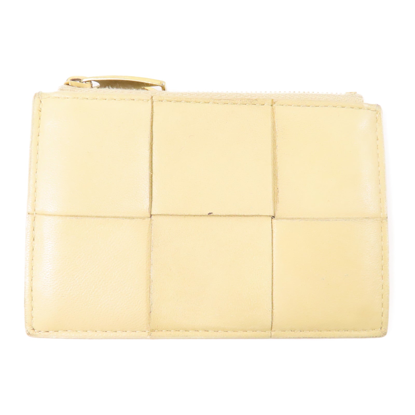 BOTTEGA VENETA 【激減優惠】牛皮皮革Card Case金扣卡片套黃色