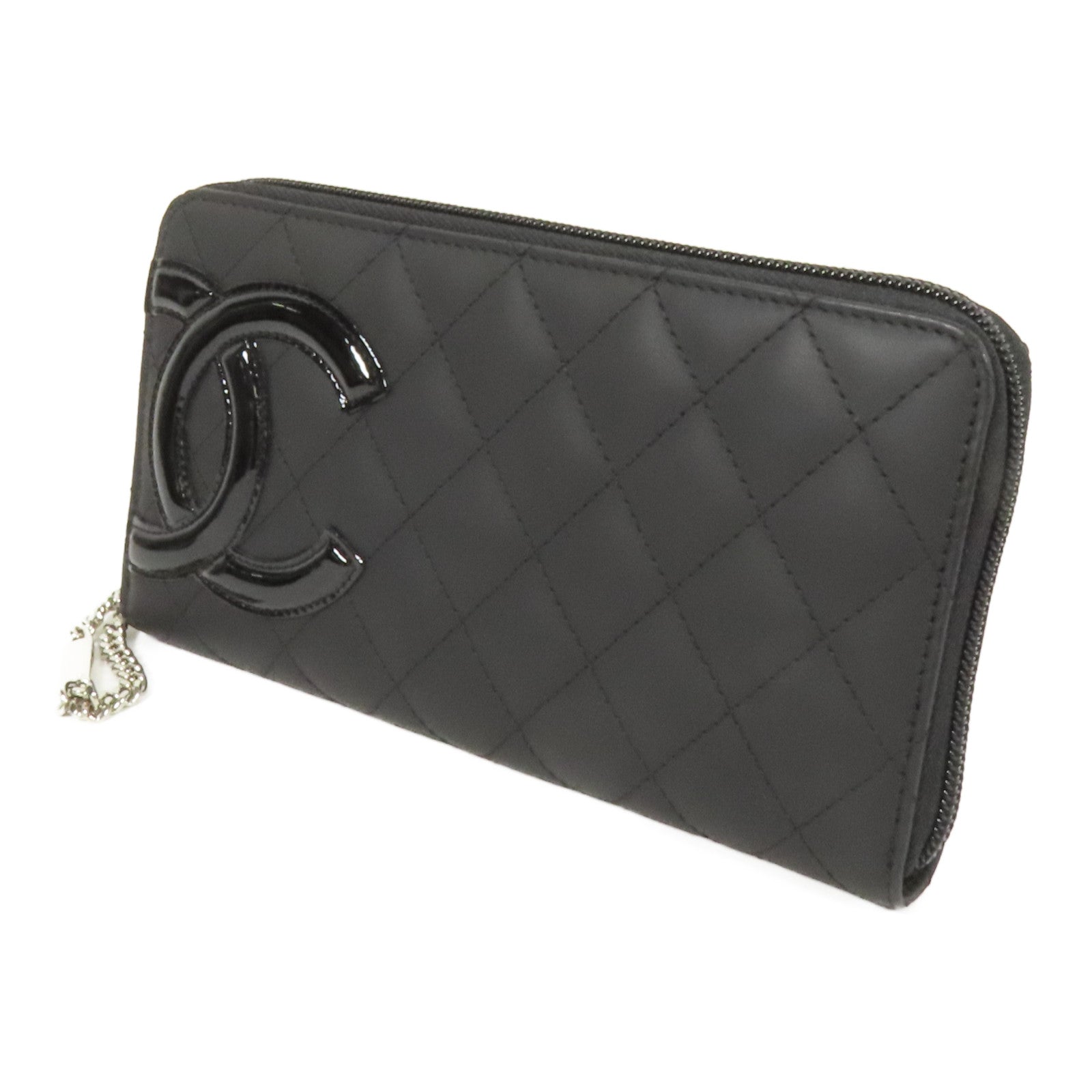 CHANEL 牛皮皮革Cambon銀扣長錢包