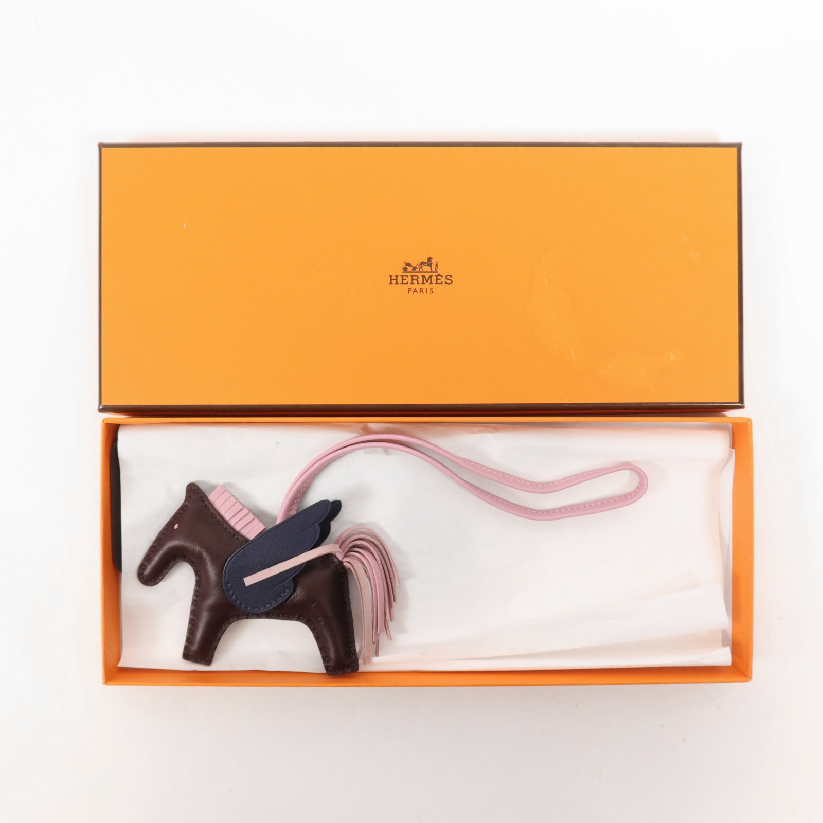 HERMES Milo皮革Rodeo Pegase PM掛飾Rouge Sellier