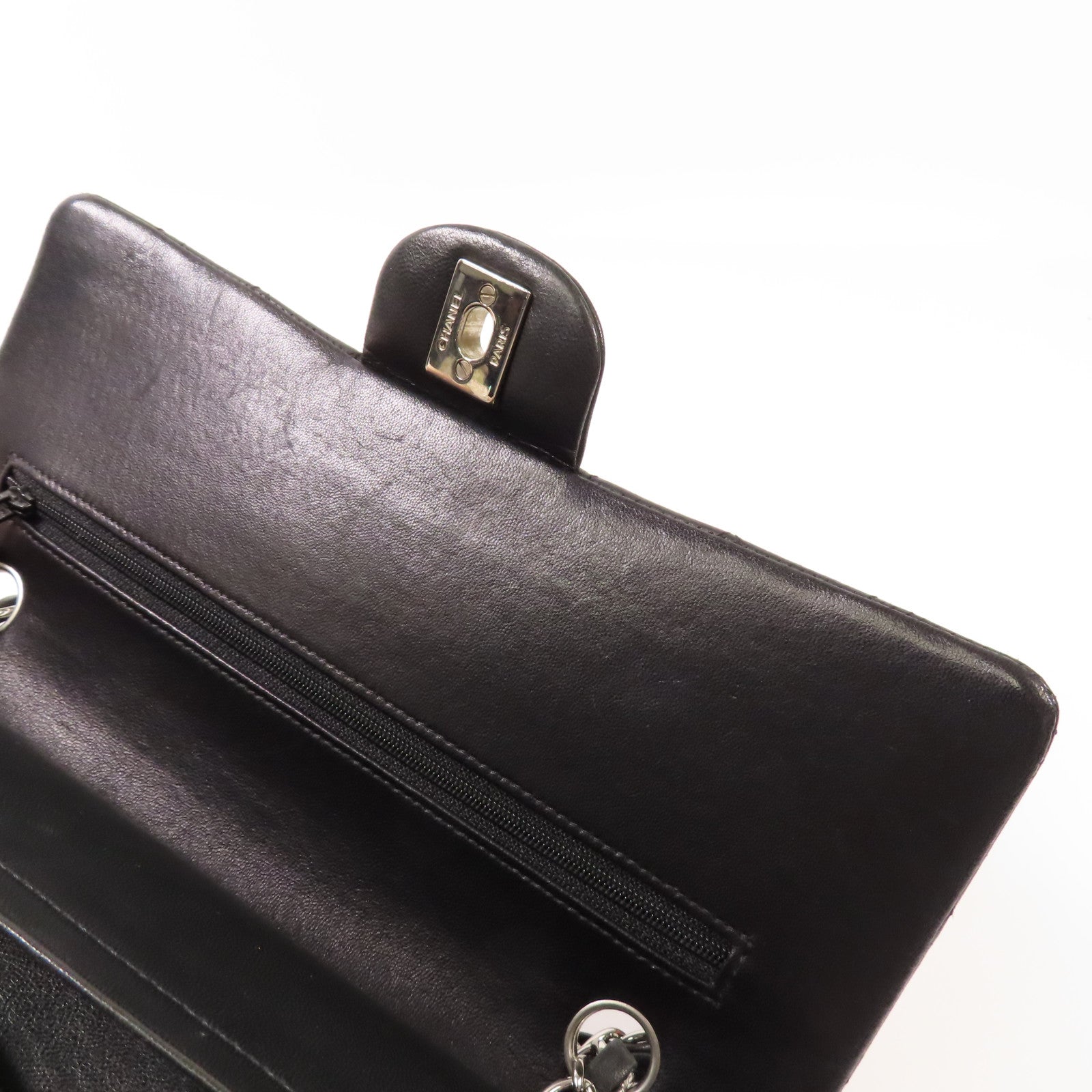 CHANEL CC SHW Classic 25 Chain Shoulder Bag Lambskin Leather A01112 Black