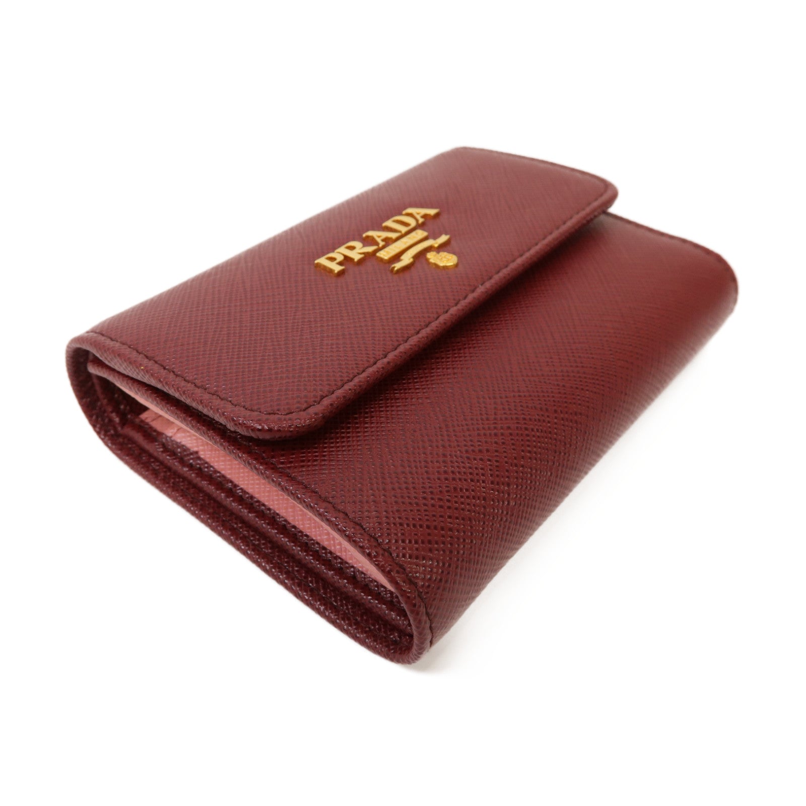 PRADA 牛皮皮革Wallet金扣錢包紅色