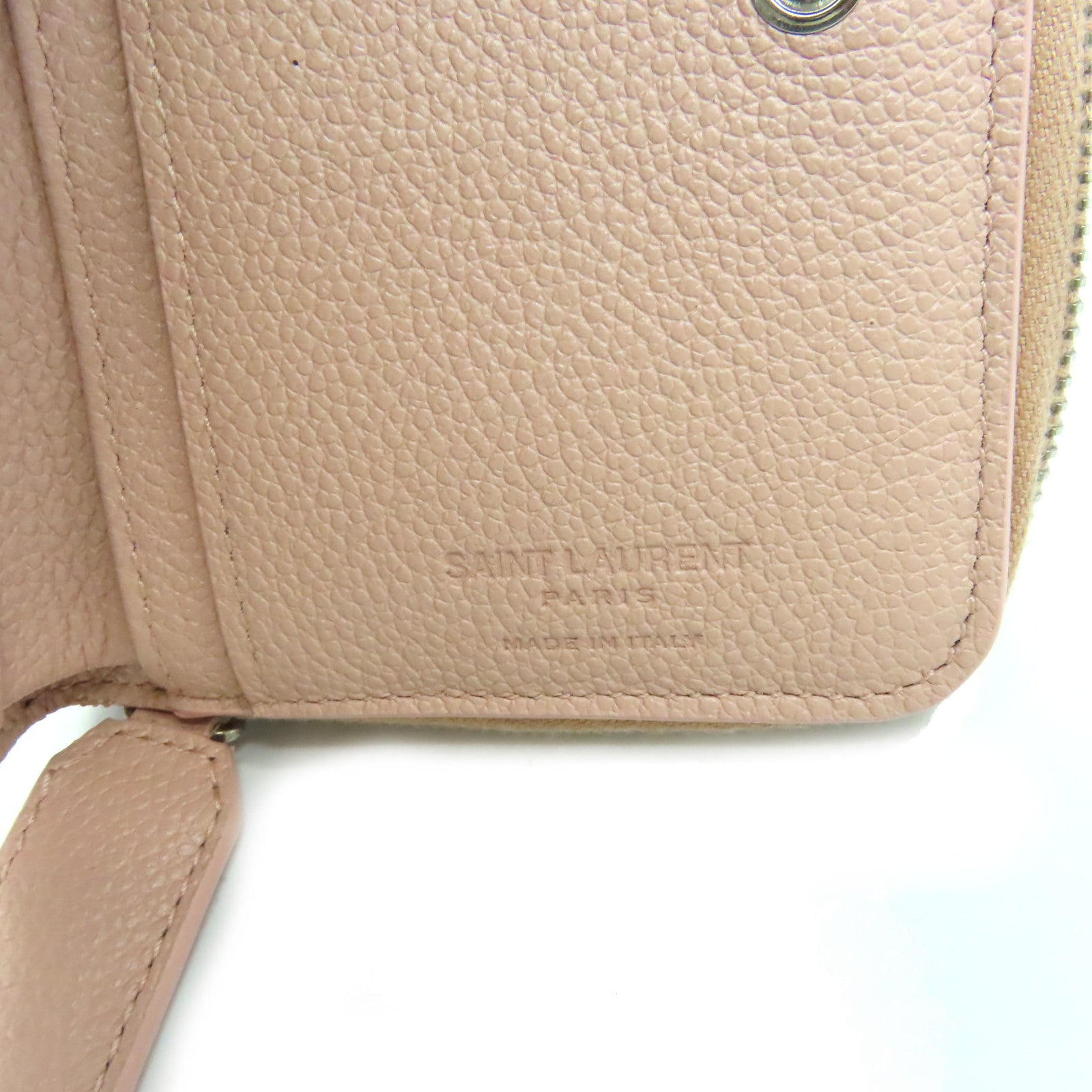 SAINT LAURENT 【激減優惠】牛皮皮革Short Wallet短錢包粉紅色