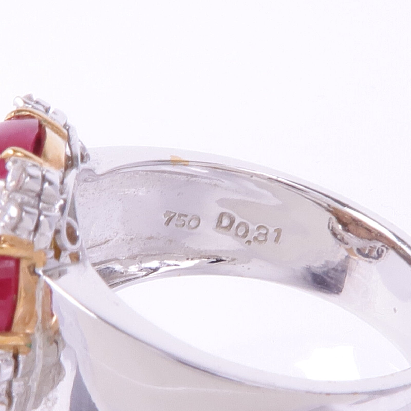 JEWELRY 18K黃金/白金/玫瑰金Ruby Diamond Ring紅寶石/鑽石戒指US#6