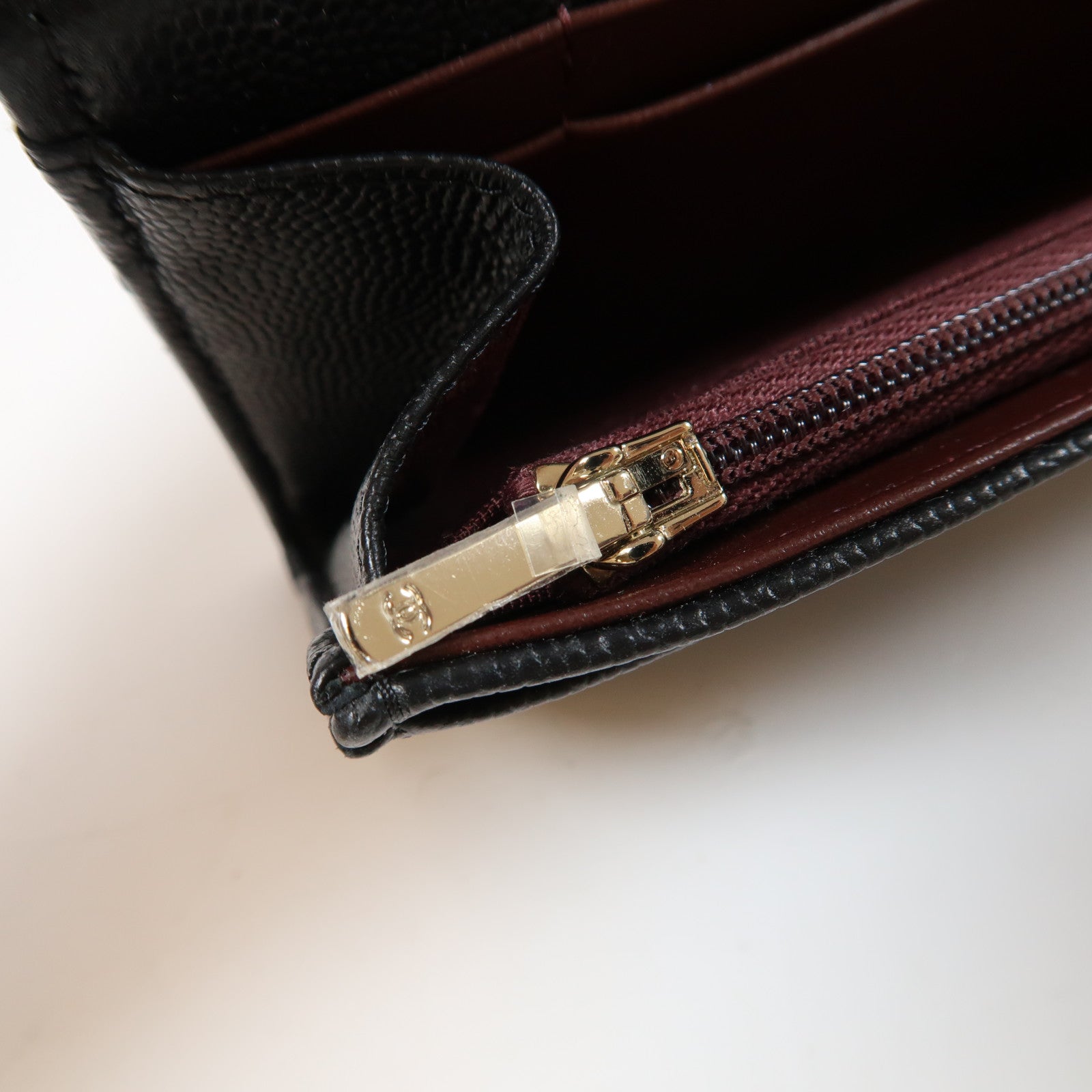CHANEL 菱格Caviar皮革Long Wallet金扣長錢包黑色