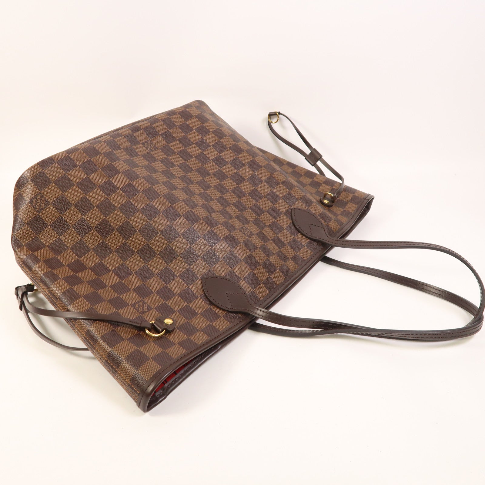 LOUIS VUITTON 【激減優惠】Damier Neverfull MM金扣手挽袋/肩背袋棕色