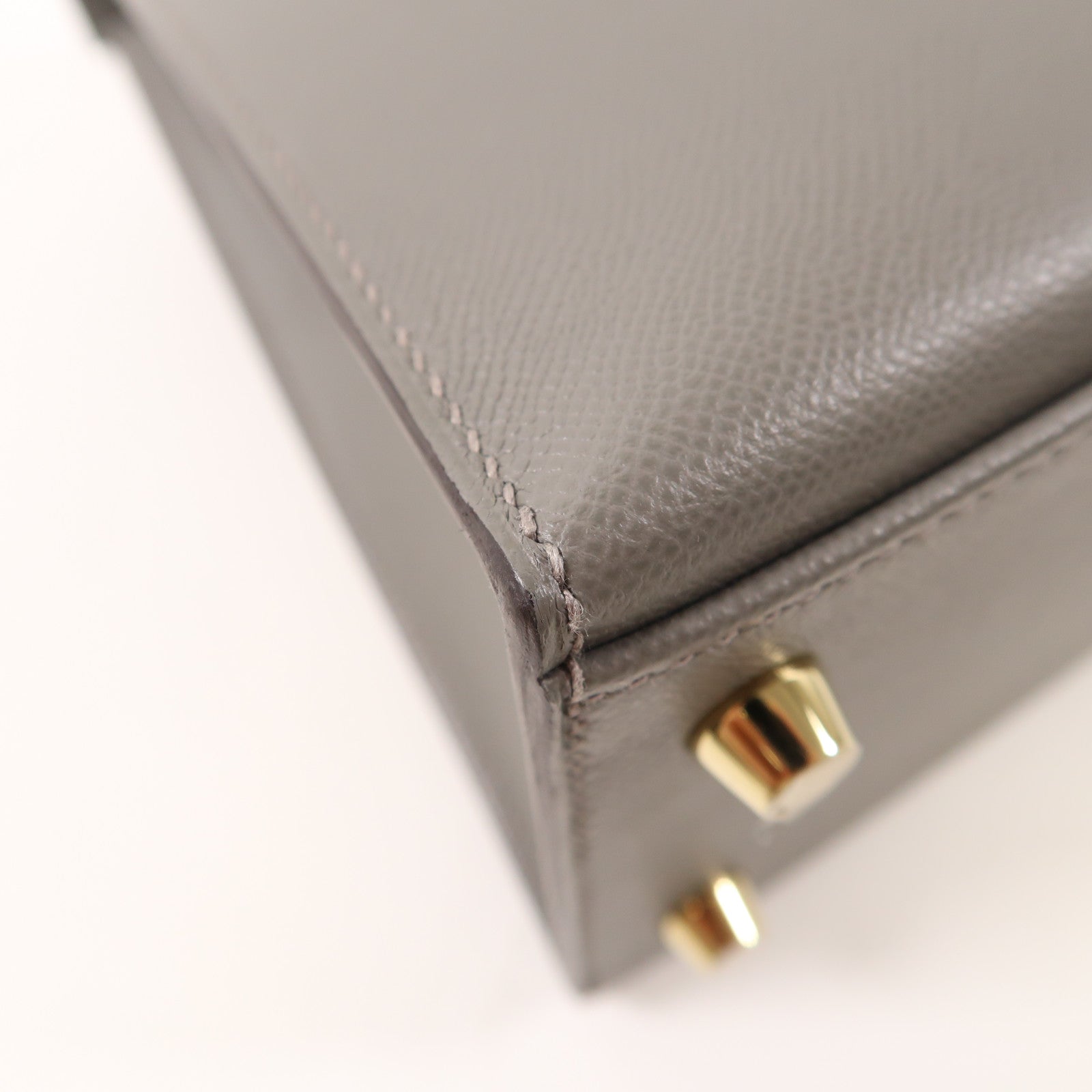 HERMES Madame皮革Kelly 25金扣手挽肩背兩用袋灰色