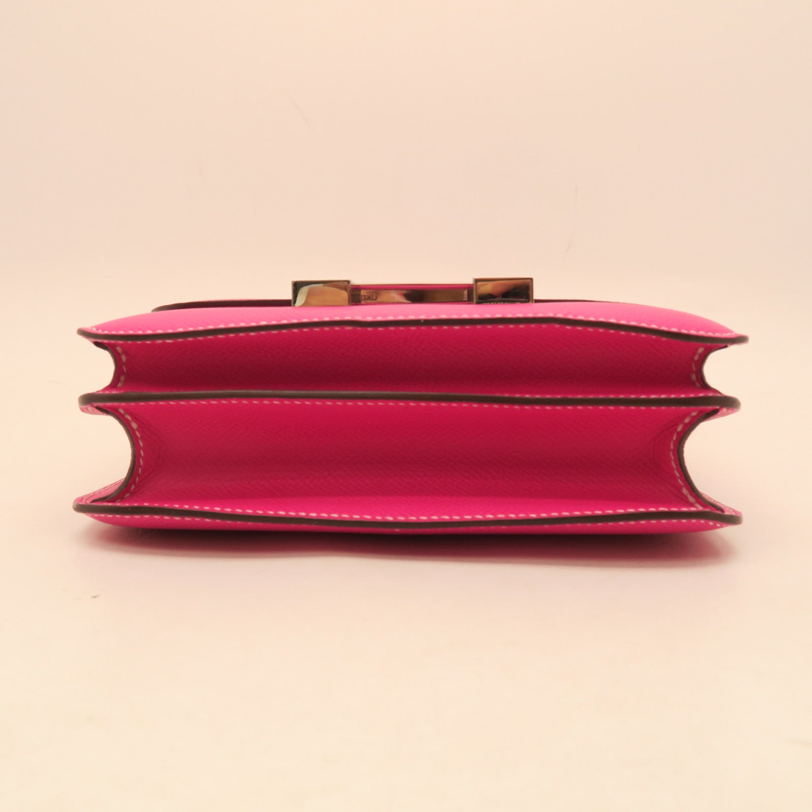 HERMES Epsom Leather Constance Mini Gold Buckle Shoulder Bag Rose