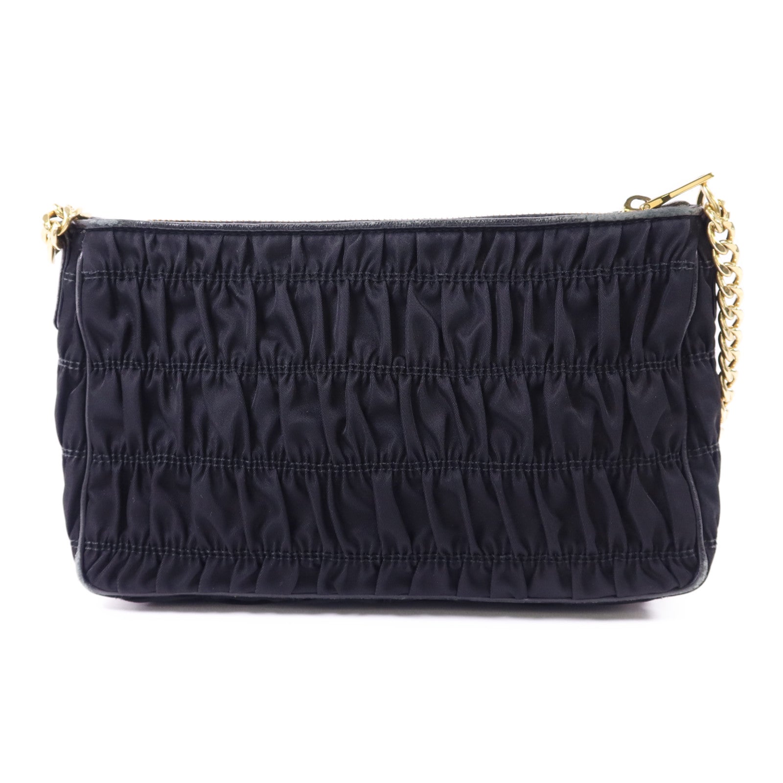 PRADA 尼龍Chain Shoulder Bag金扣鏈帶肩背袋